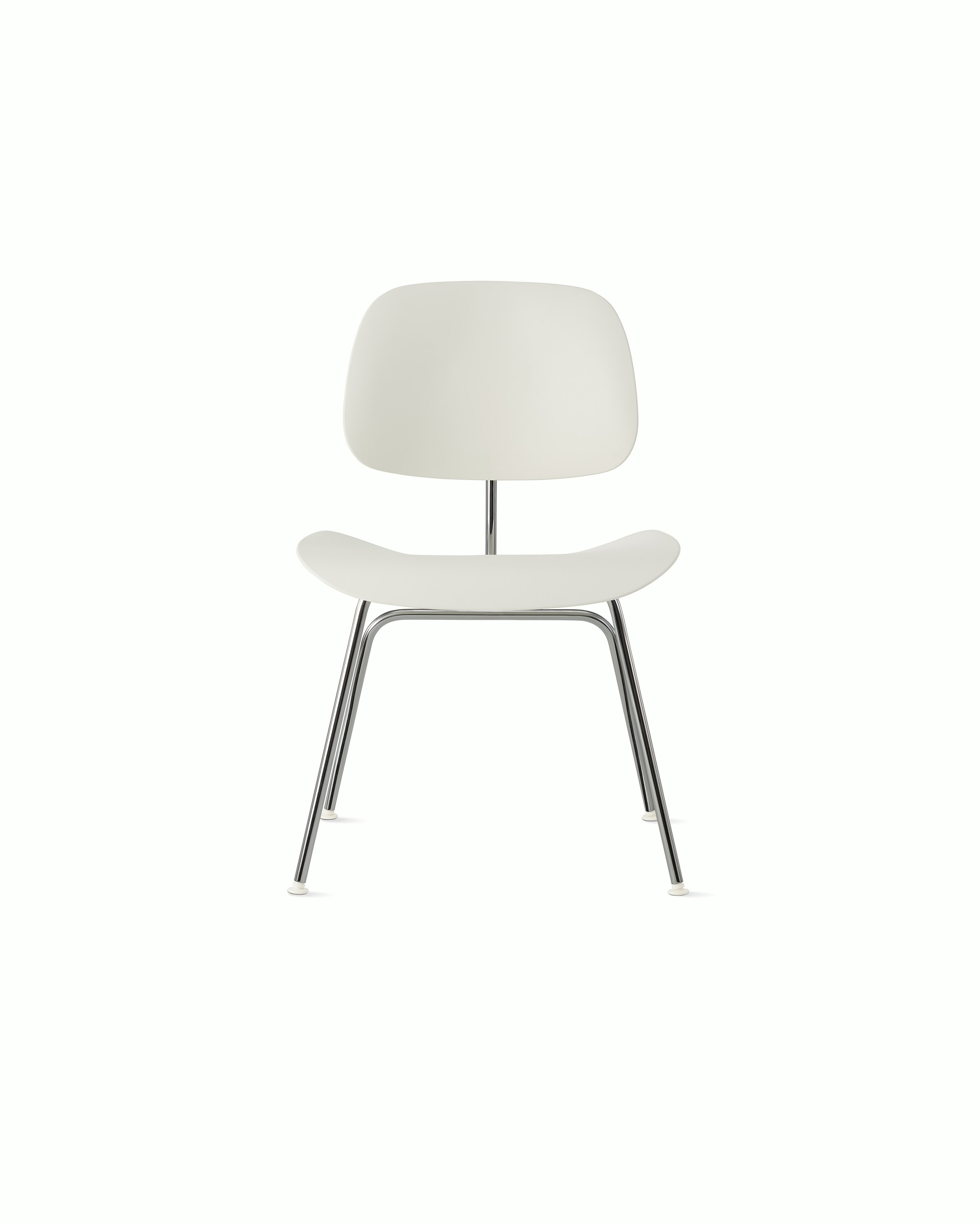 White and Chrome - Eames Molded Plastic Dining Chair (EC-127) 
