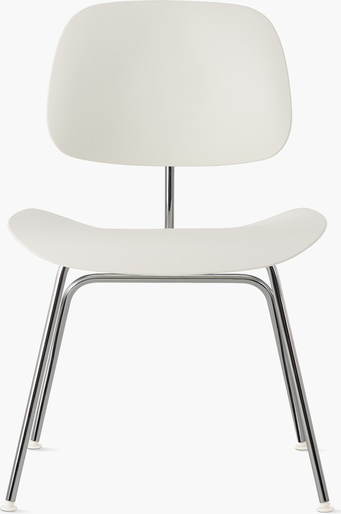 White and Chrome - Eames Molded Plastic Dining Chair (EC-127)