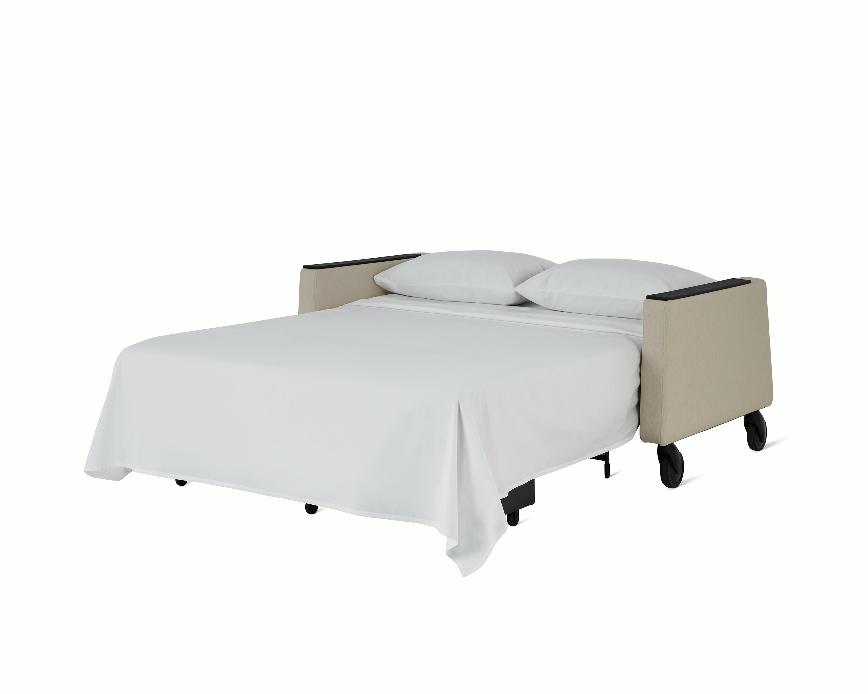 Gemma Sleep Settee, dressed with sheet.