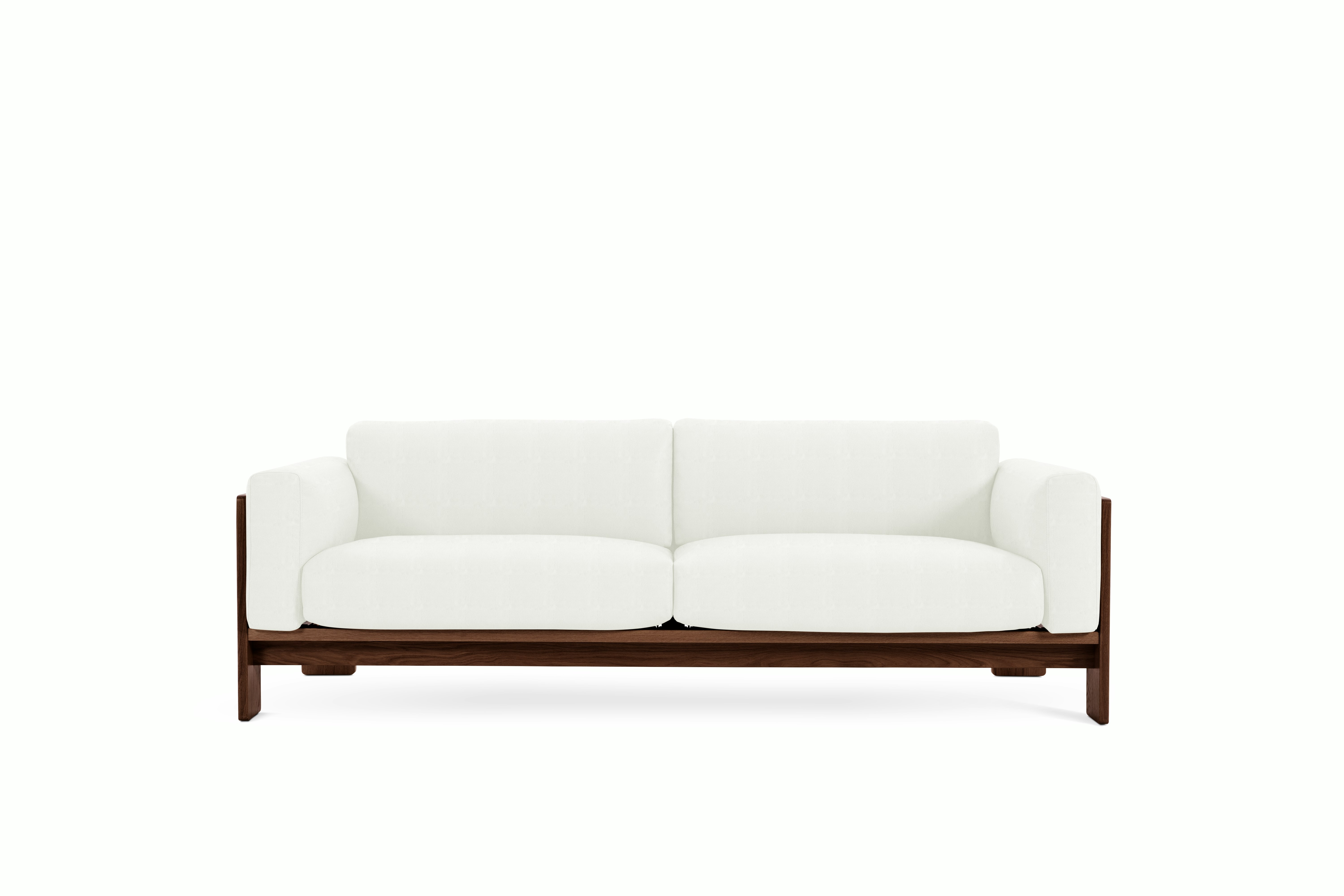 Bastiano Sofa - Volo Leather,  White,  Walnut