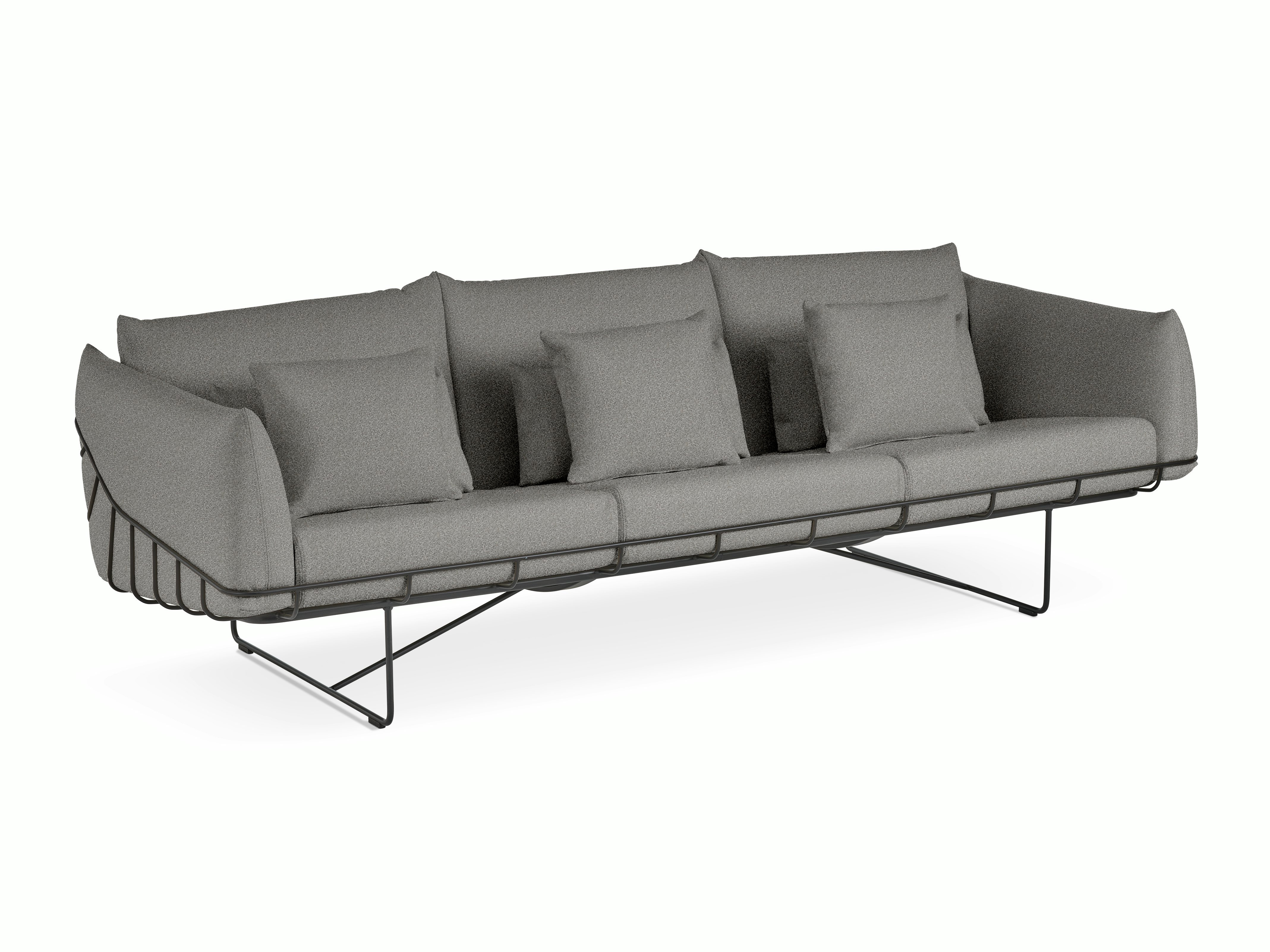 Wireframe Sofa -  3-Seat,  Whim,  Pewter,  Black