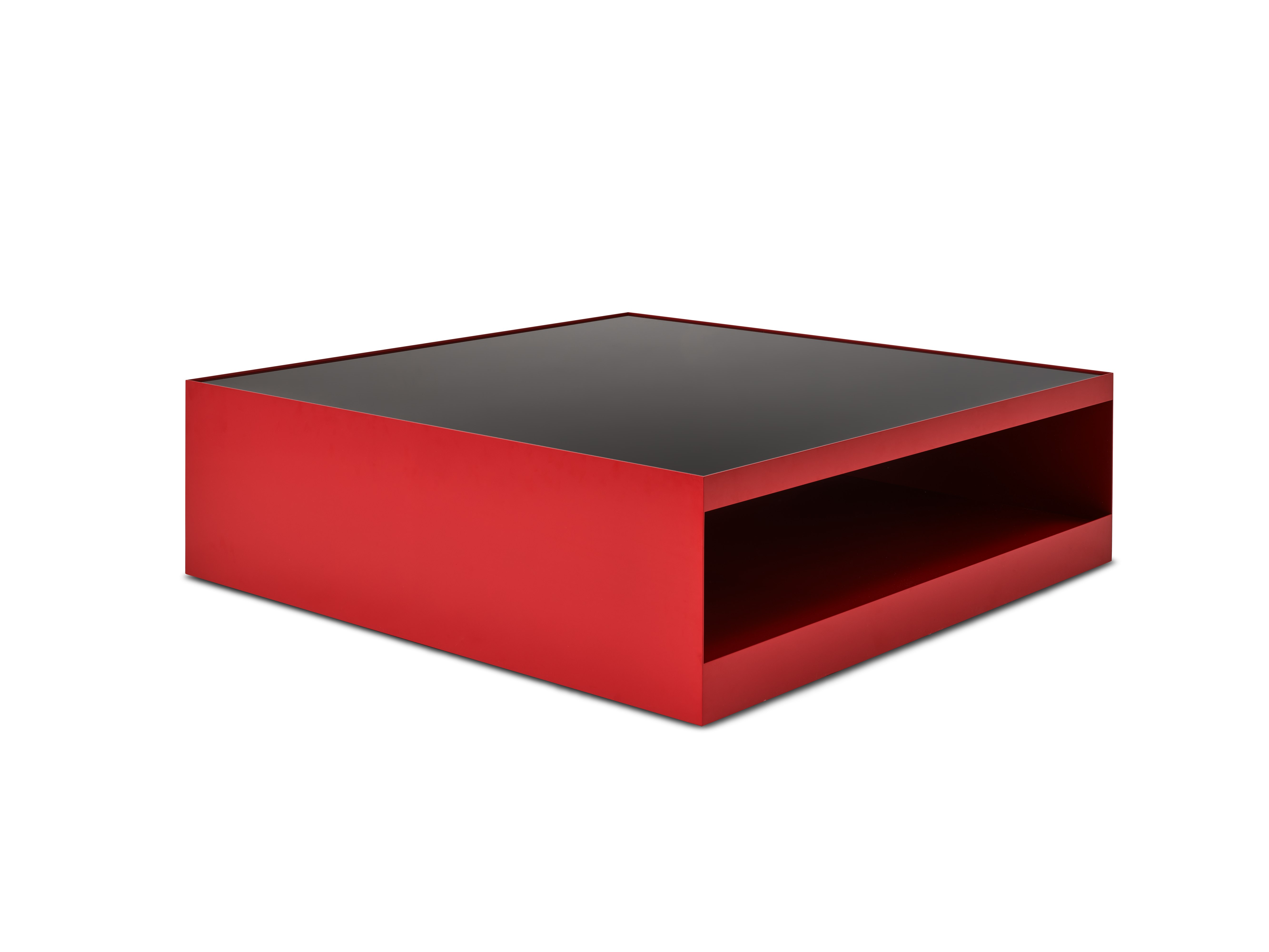D Urso Occasional Tables - large,  crimson,  black painted glass