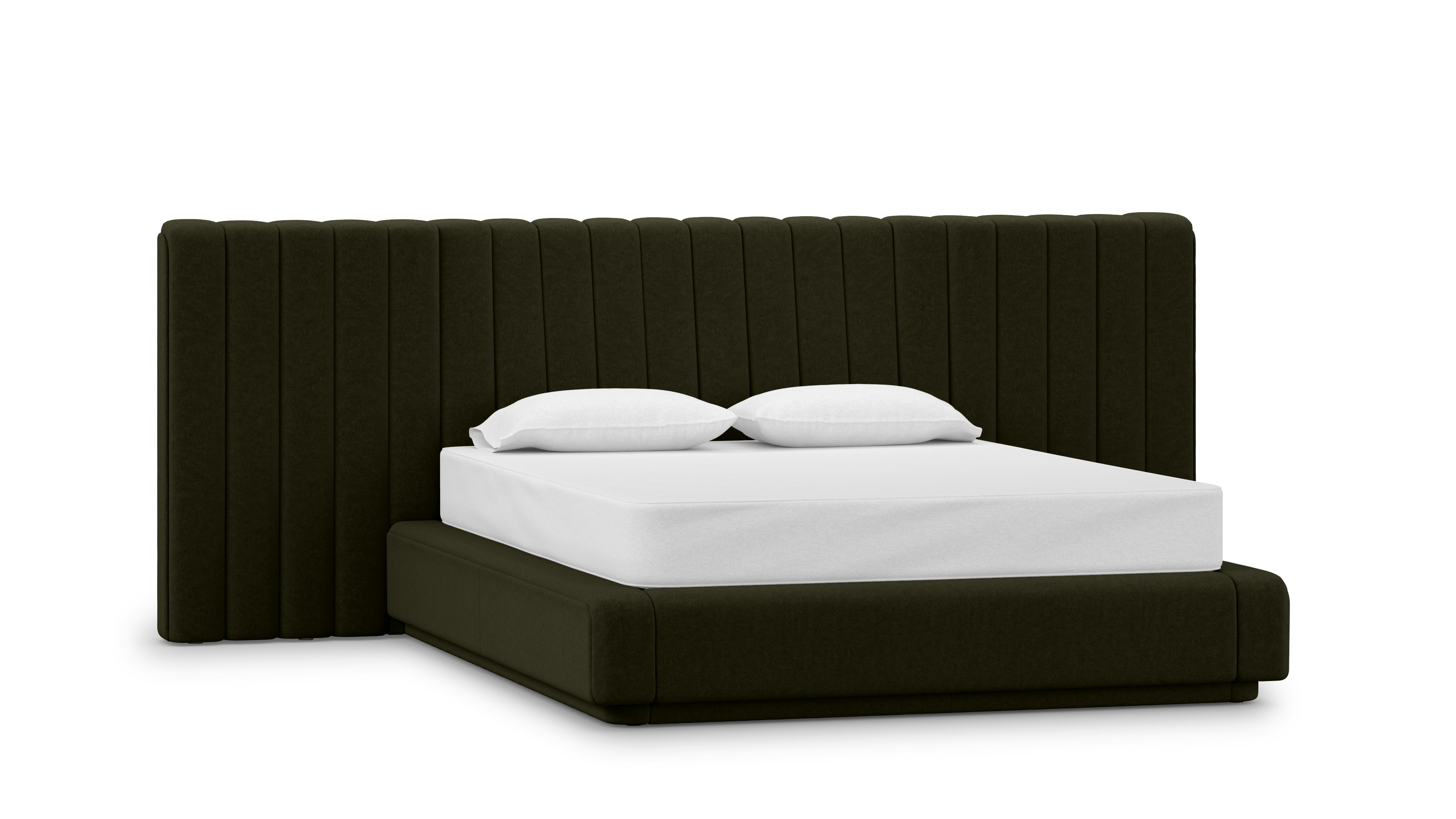 Ostling Bed - Queen,  Wide,  Crypton Sintra Velvet,  Olive