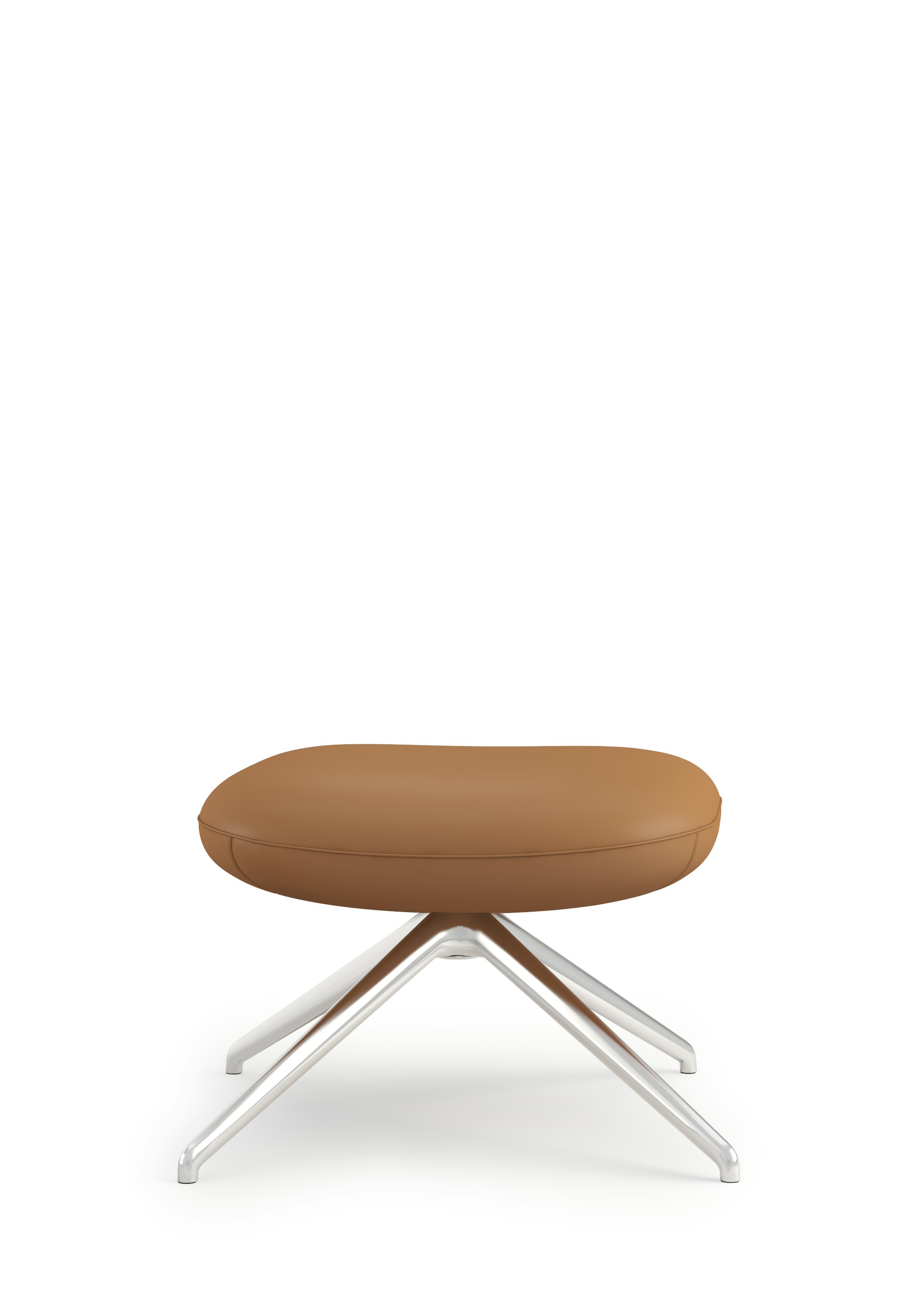 Blis Ottoman - Chrome, Raise Leather, Sienna