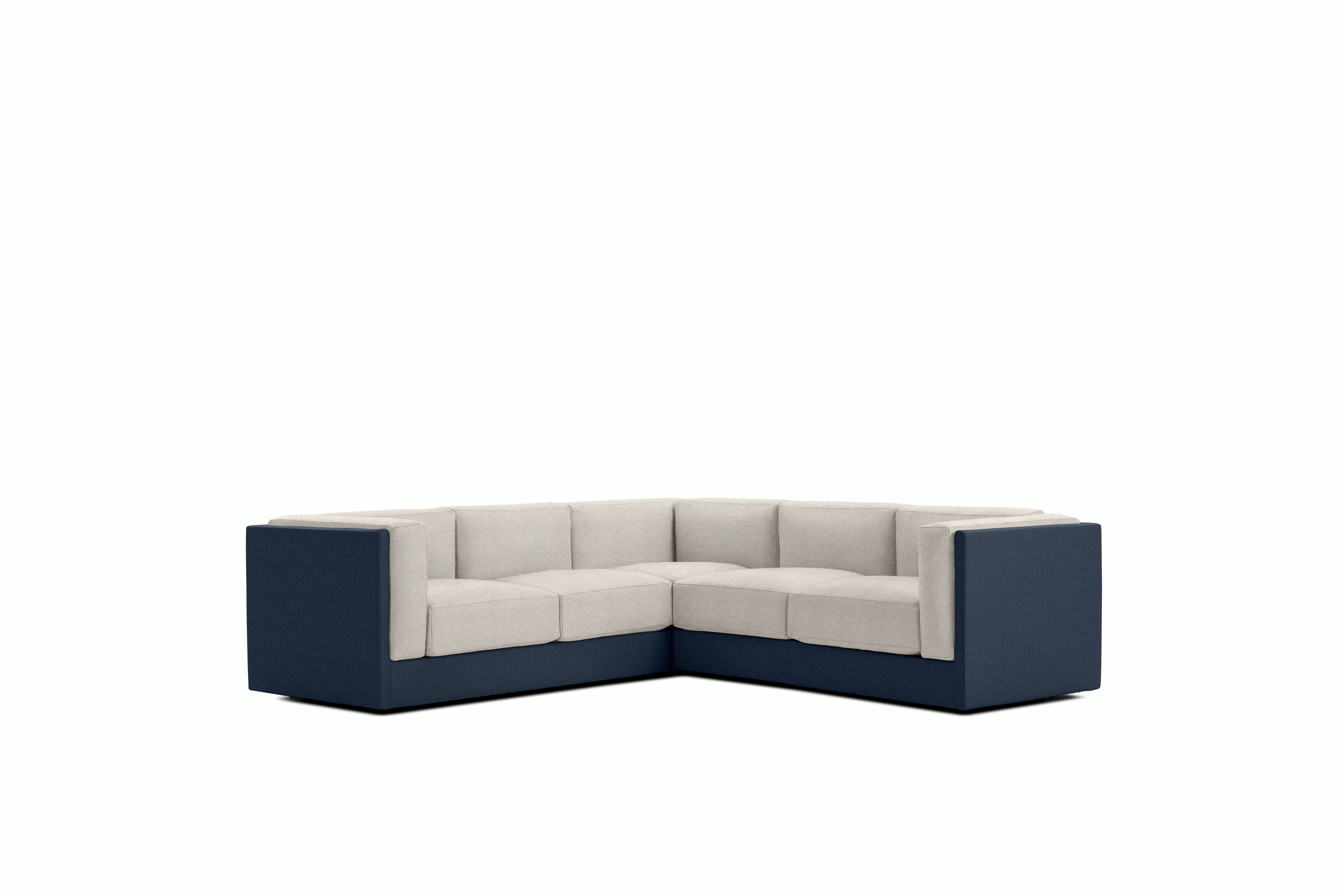 Symme Corner Sectional - Fabric Frame,  Pebble Weave,  Lapis,  Pebble Weave,  Buff