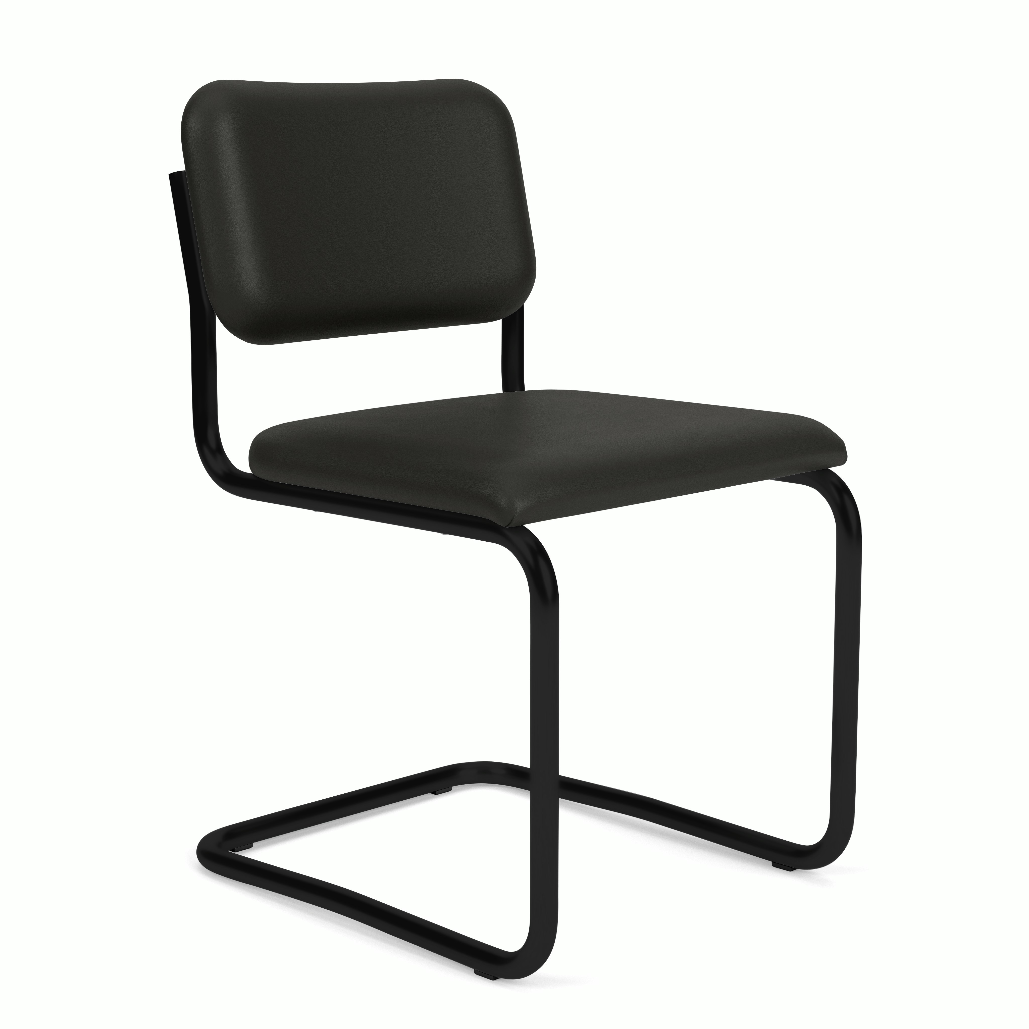Cesca Upholstered Chair - Fully Upholstered,  Volo Leather,  Black ,  Black