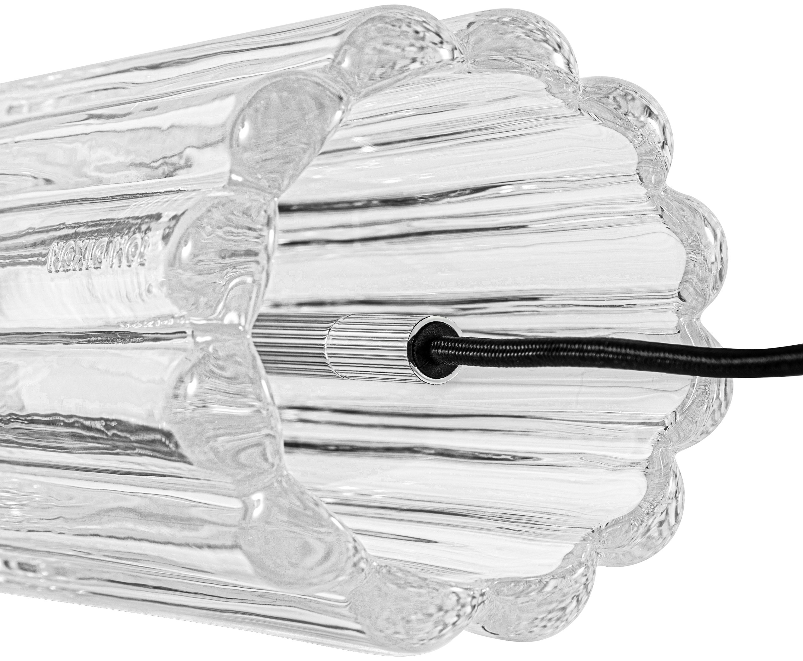 A detailed look at the Press Table Lamp in Clear Glass.