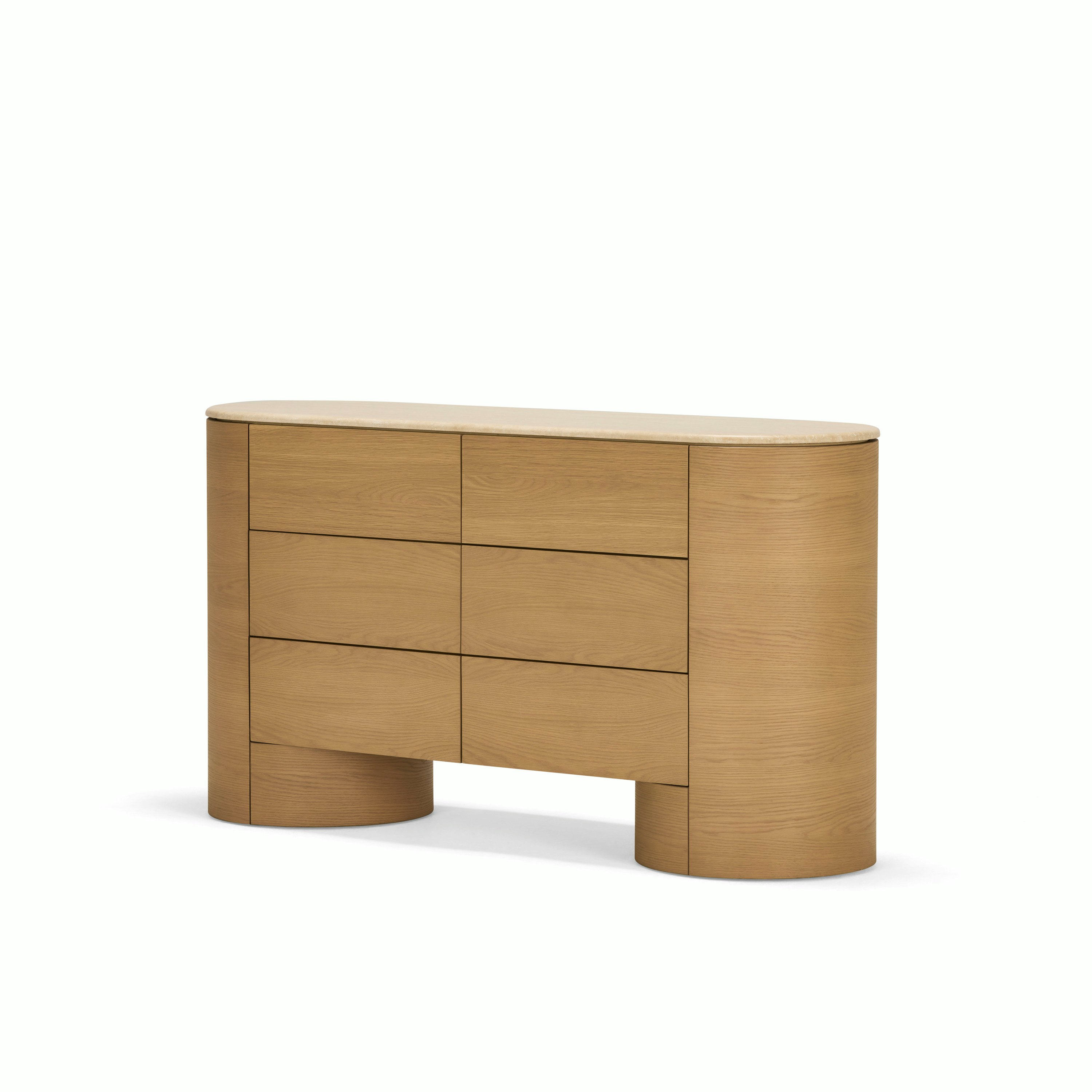 Fin Dresser - 6 Drawer Oak,Travertine (Kit)