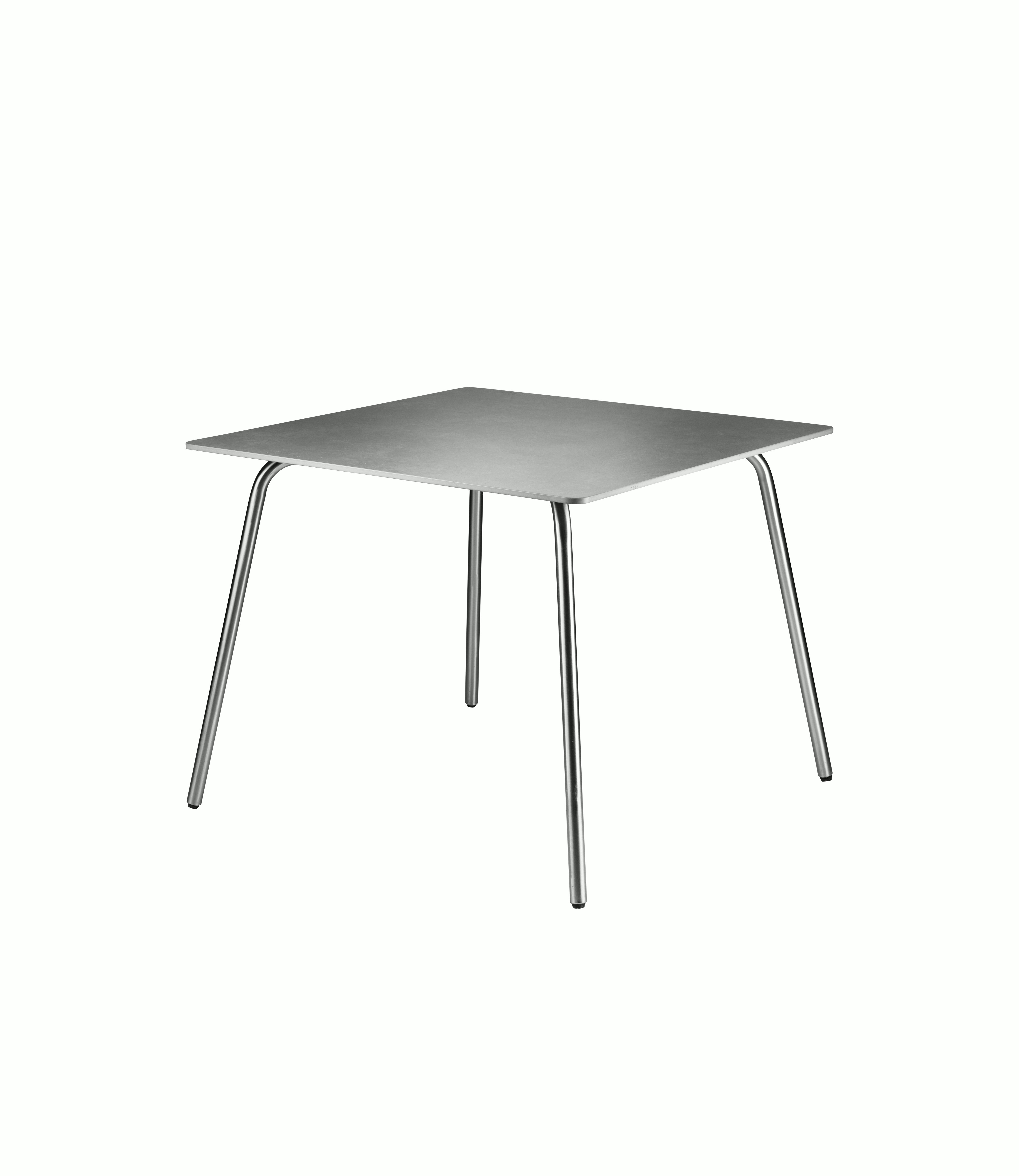 A Teglgaard Outdoor Dining Table in Square viewed from an angle.