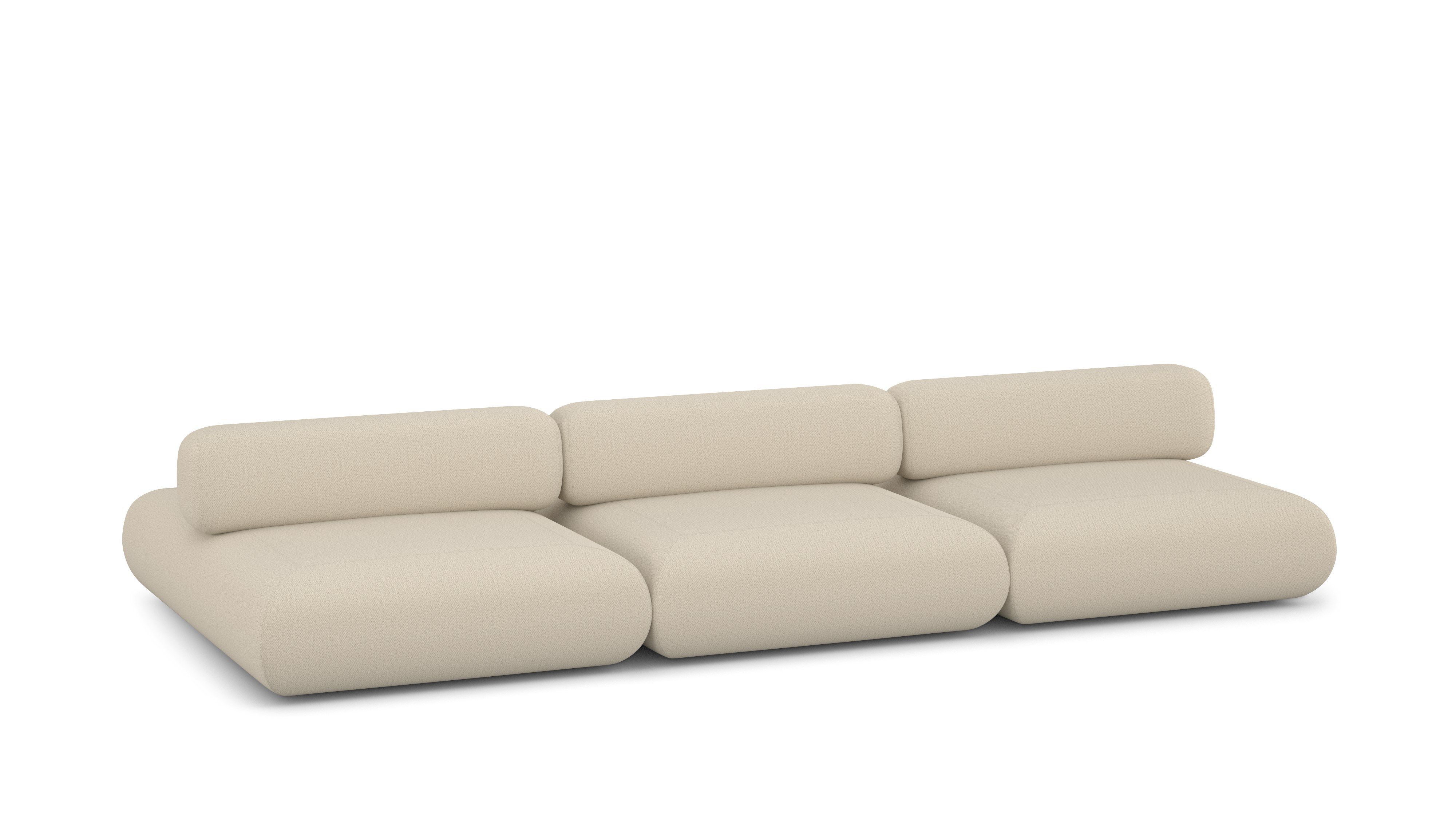 A Sval Double Sided Sofa in Cream viewed from an angle.