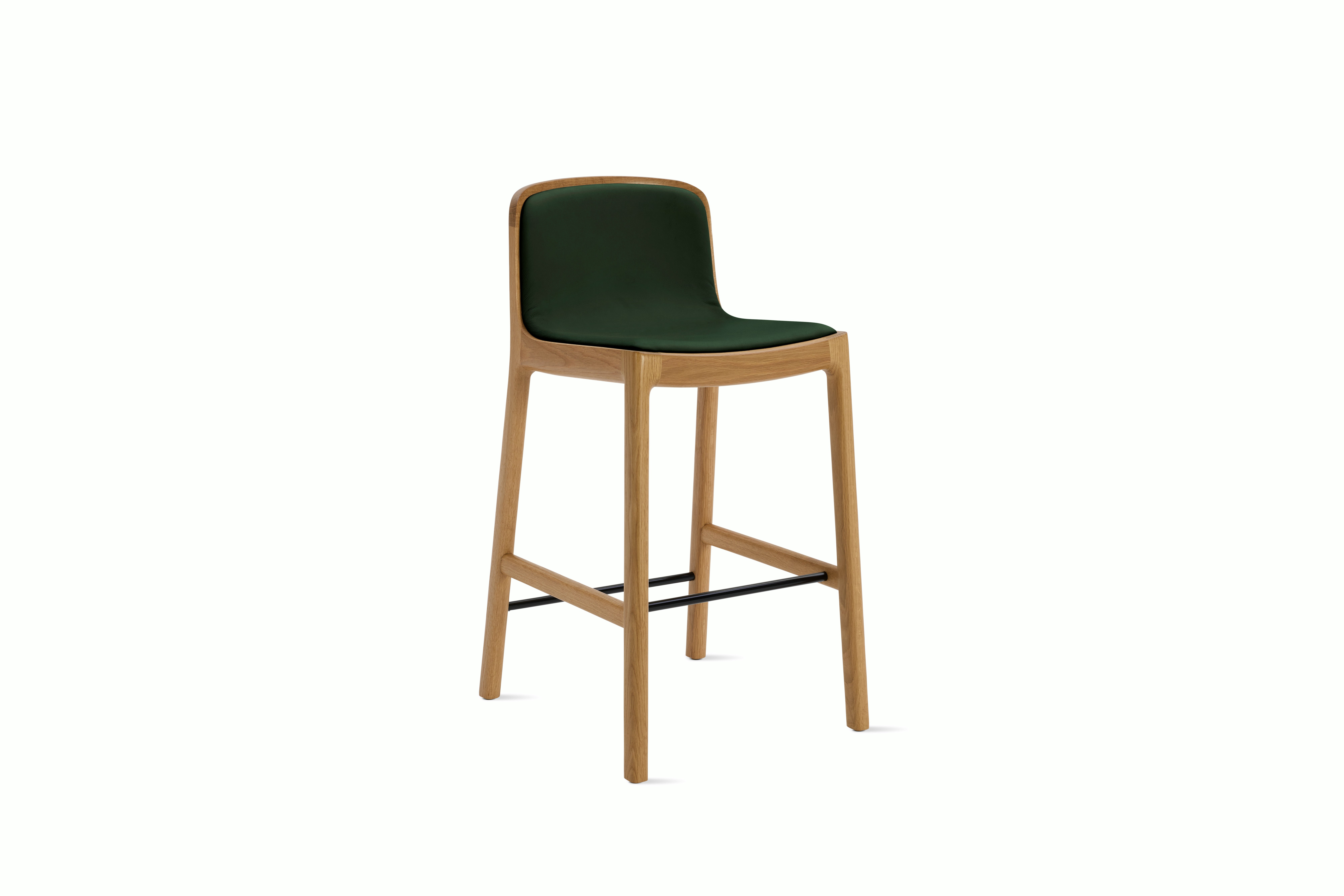 A Lijn Stool in Vine Oak viewed from an angle.