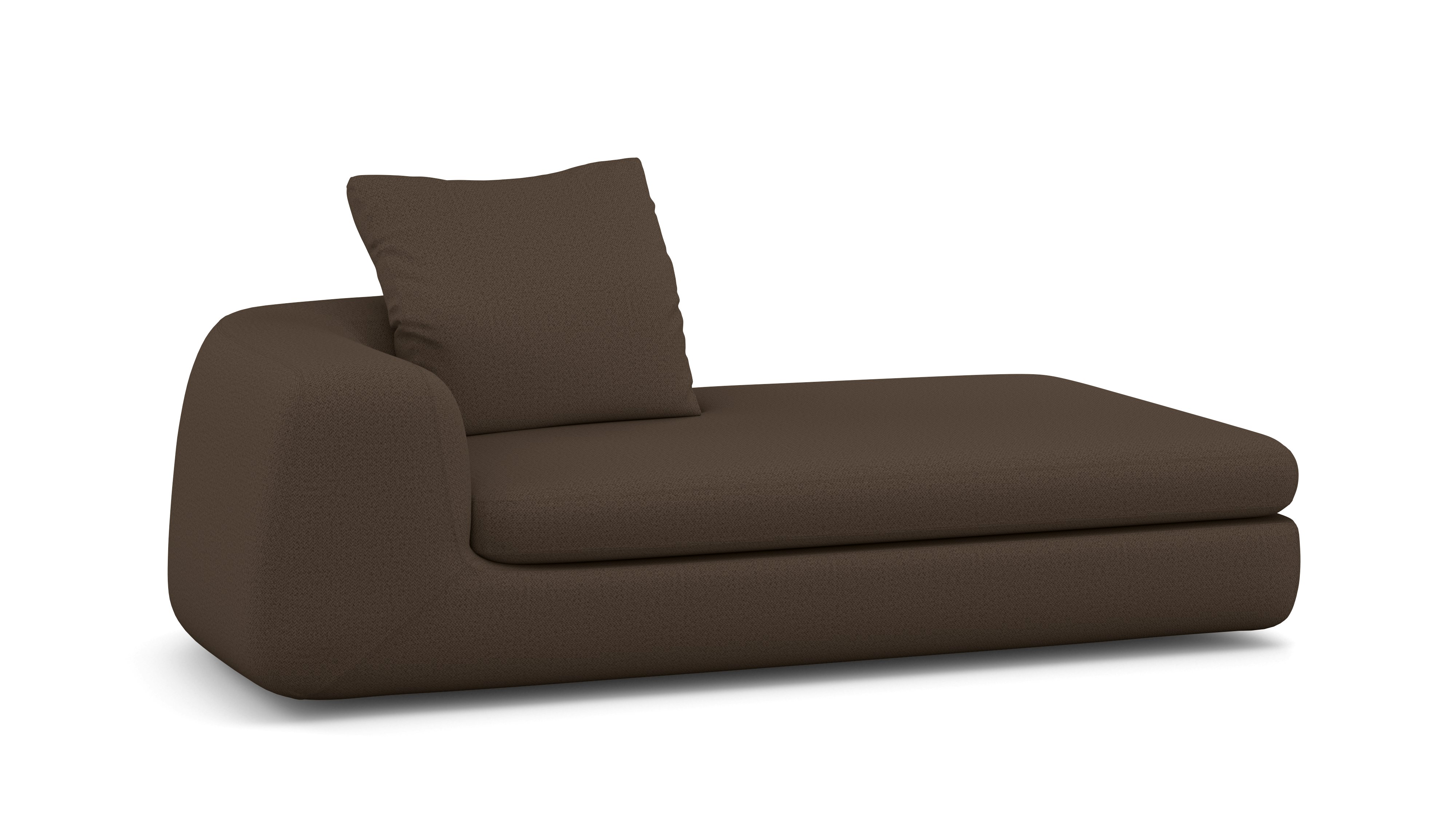 A Atlason Americano Corner Chaise Module in Chocolate Viewed from an angle.