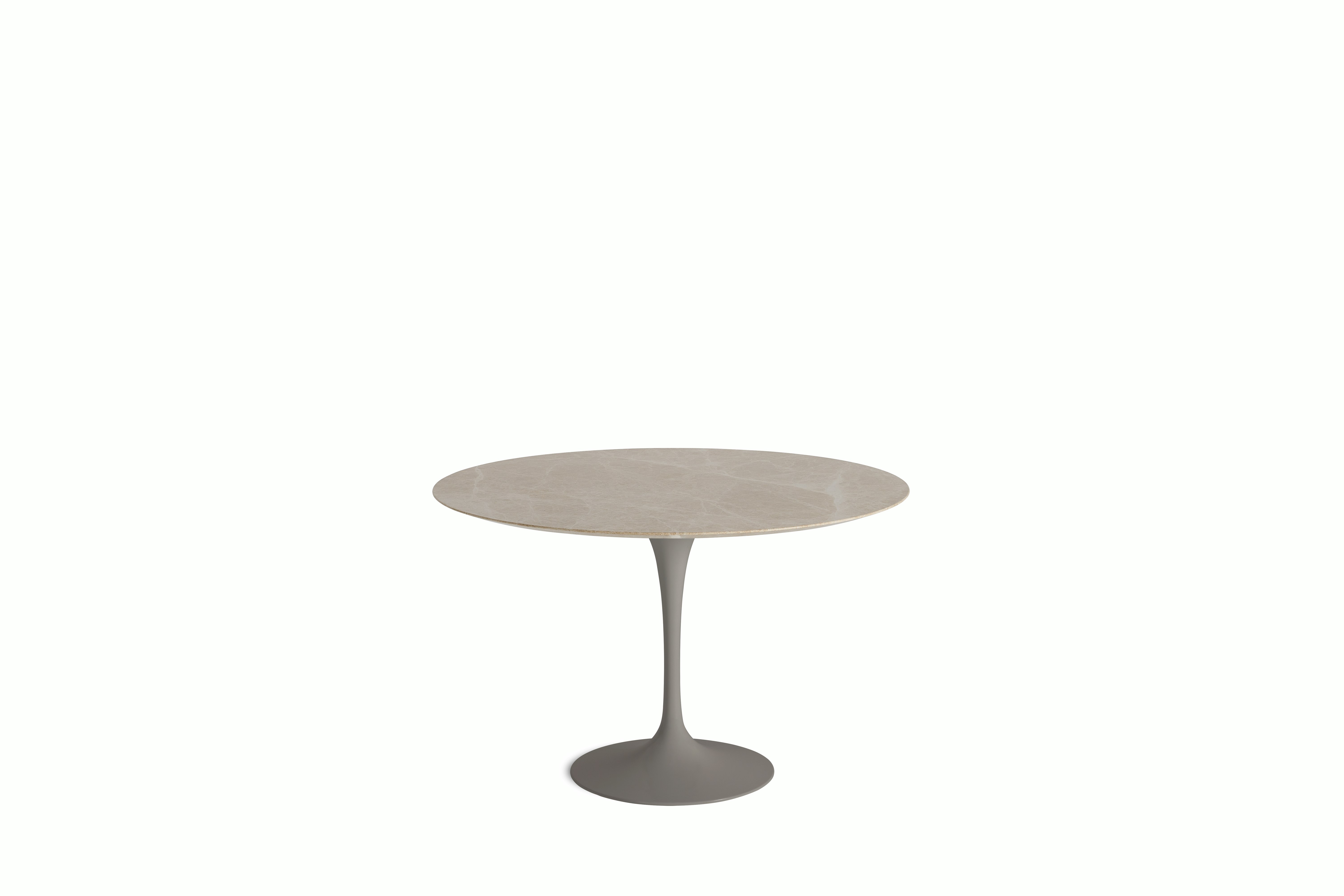 Saarinen Dining Table - Round, 47 Inch, Polished Coated Marble, Emperado Light, Grey Base