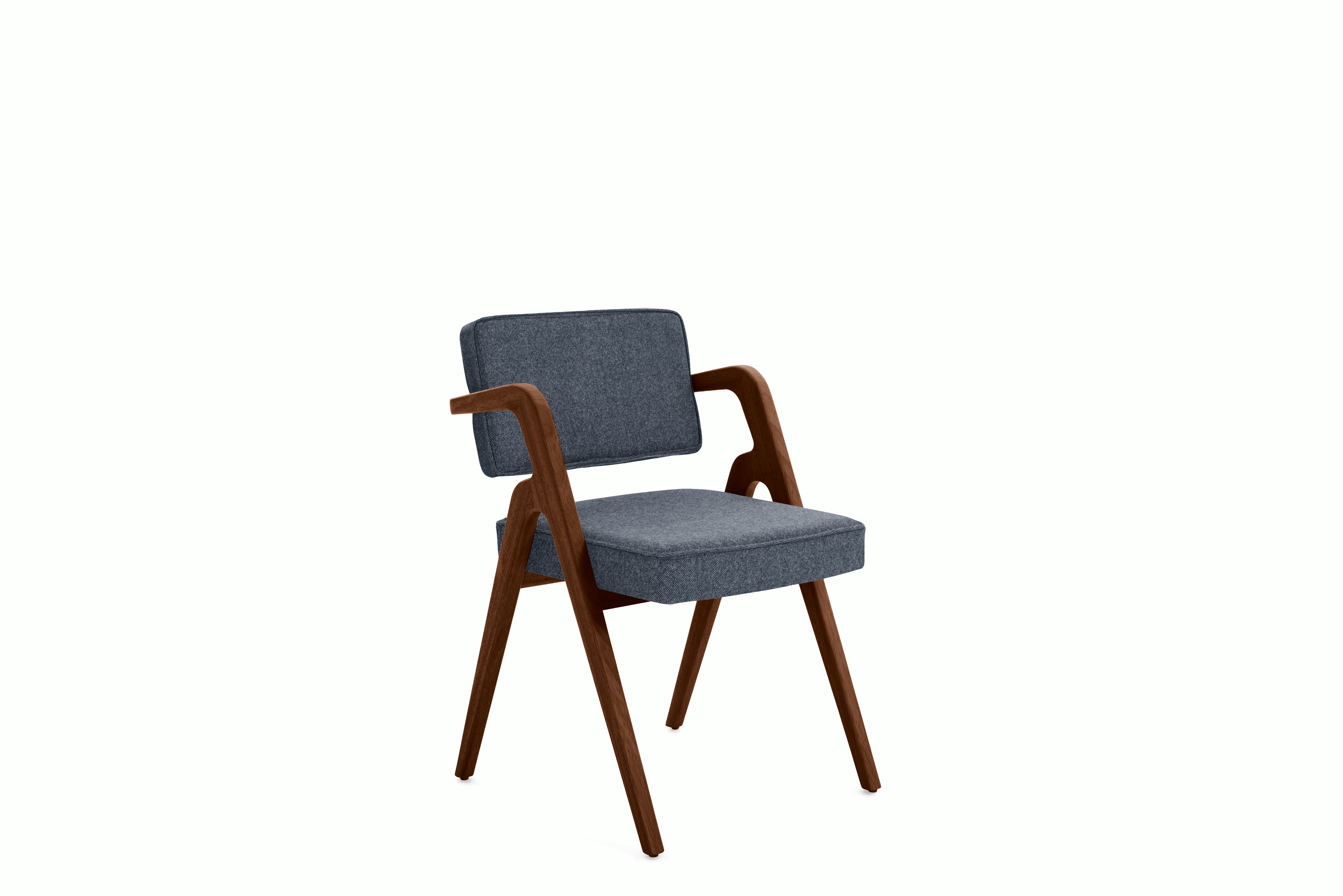 A Eugenio Dining Chair in letterpress viewed from an angle.