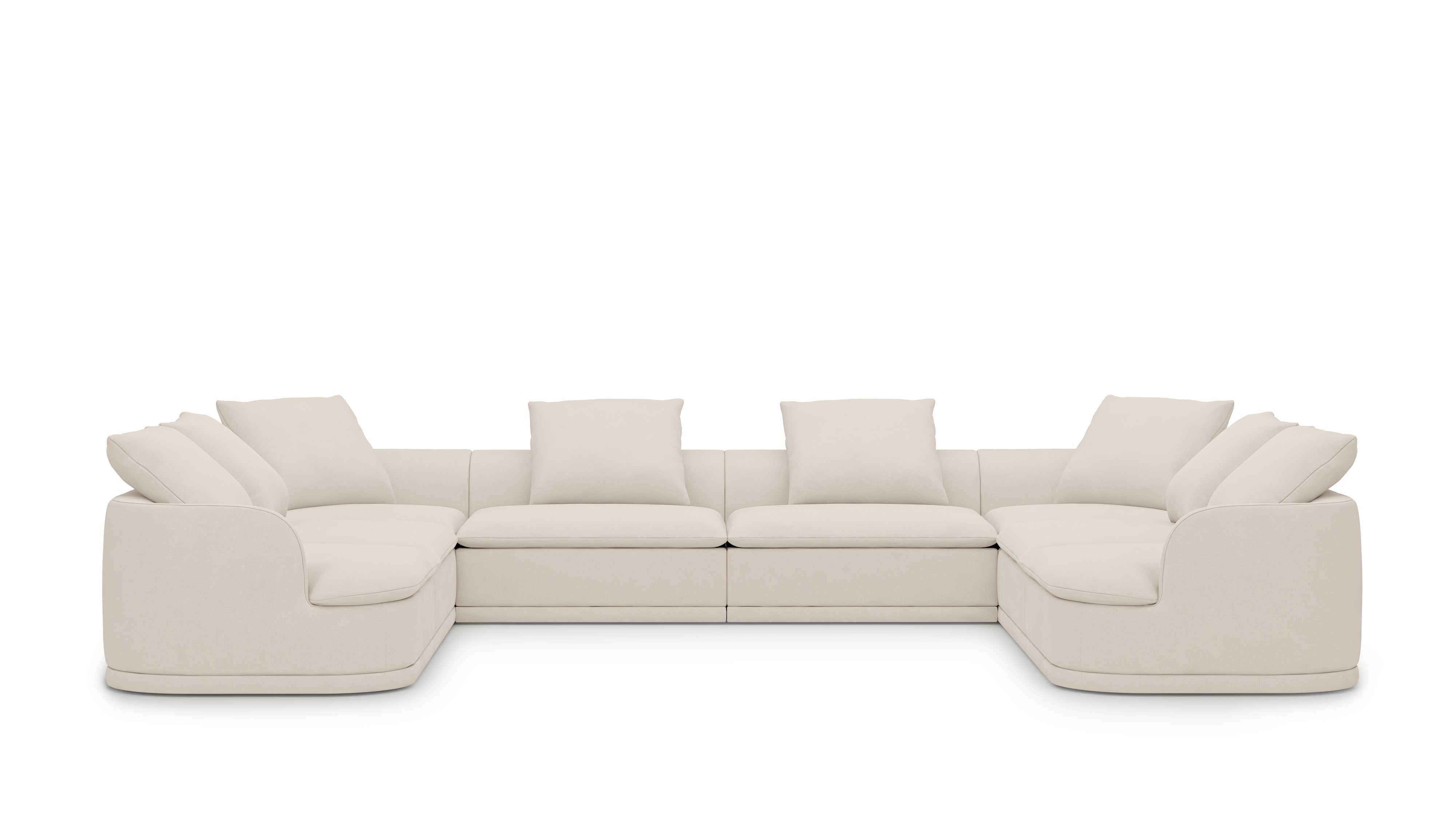 An Atlason Composed Modular Sofa U Shape Sectional in Robusta: Snow viewed from the front.
