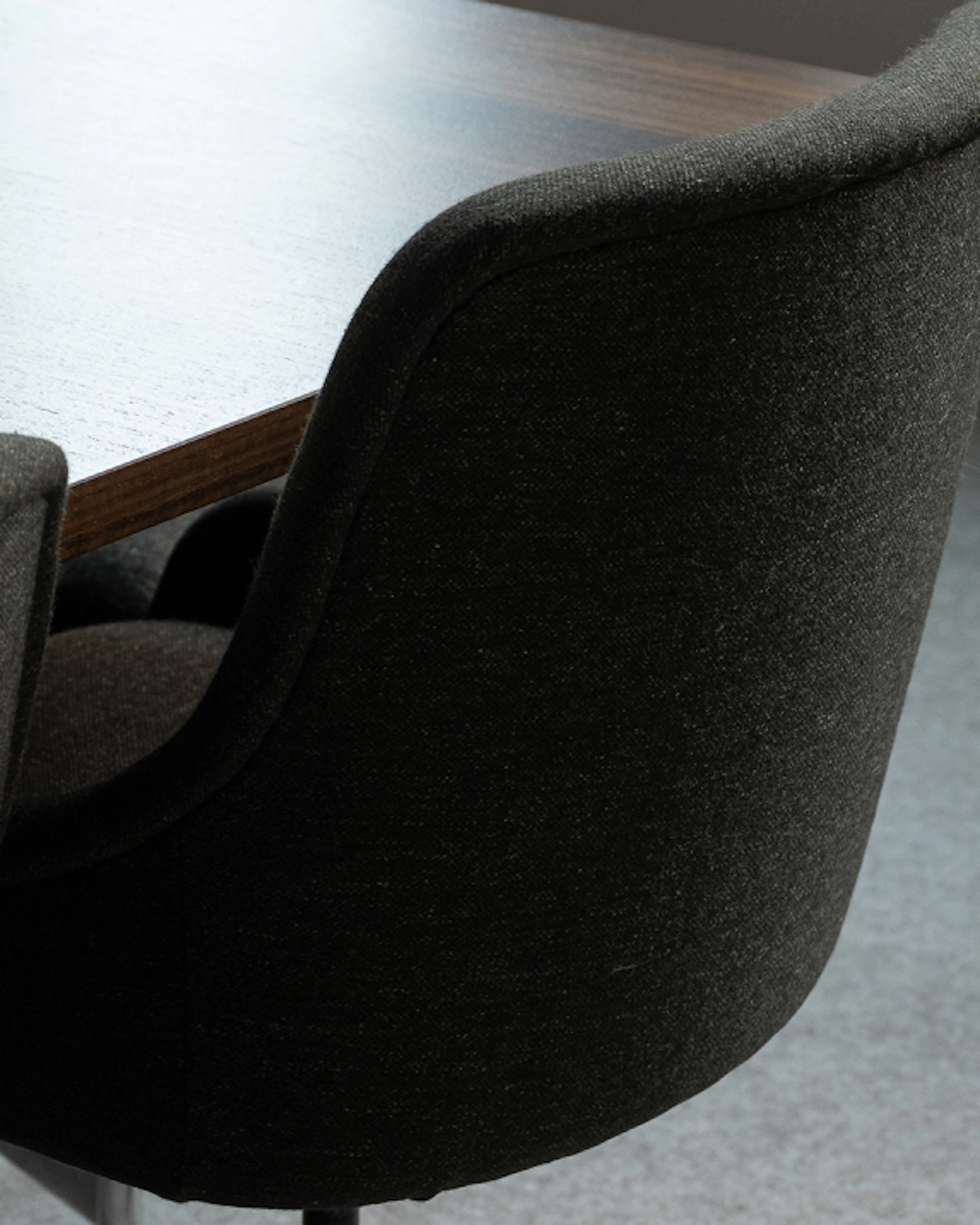 Bumper Conference Chairs in black-green textile around a JD Conference Table.