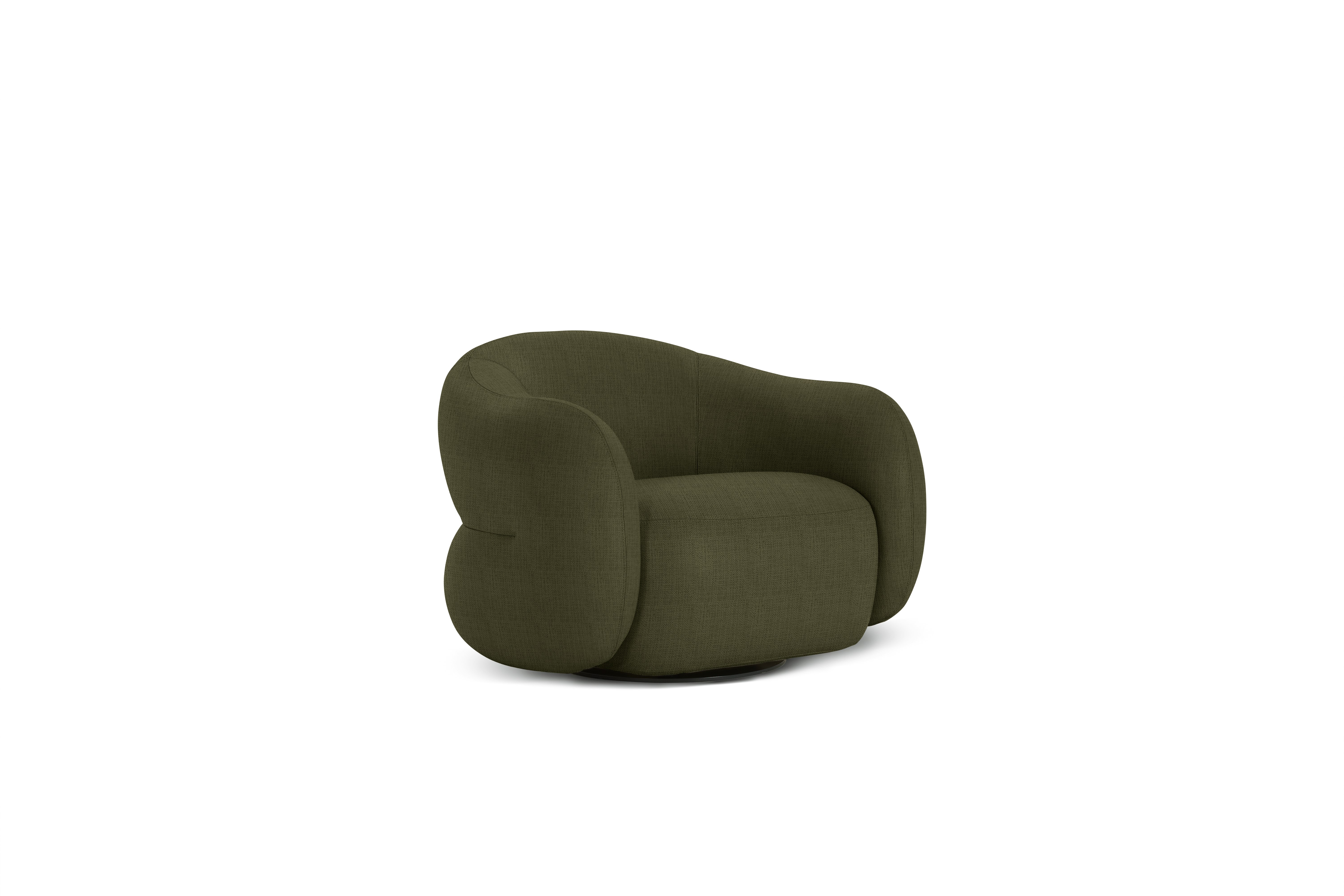 Soffi Swivel Chair - Fabric, Pebble Weave, Militare