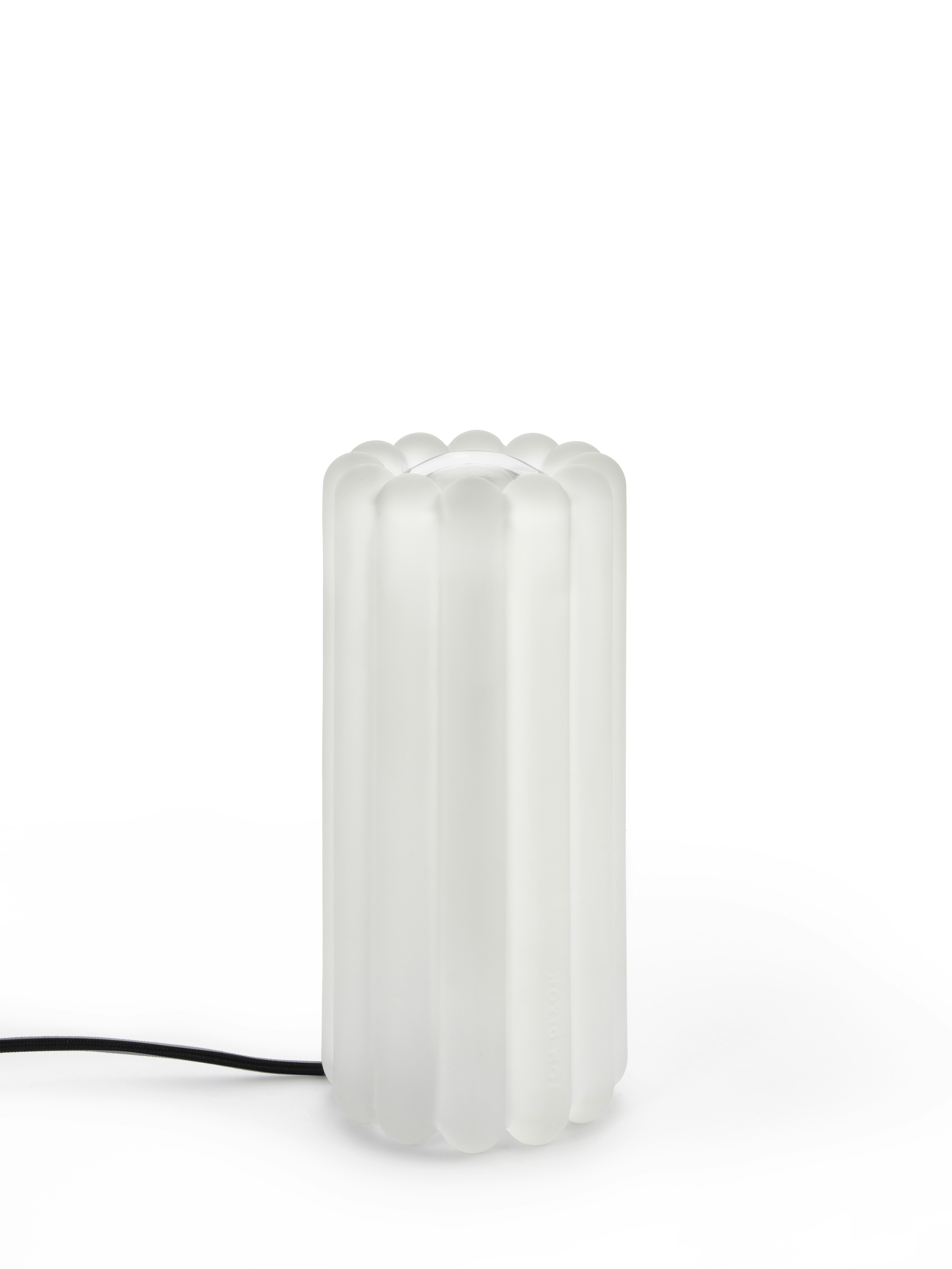 A Press Table Lamp in Glass viewed from the front.