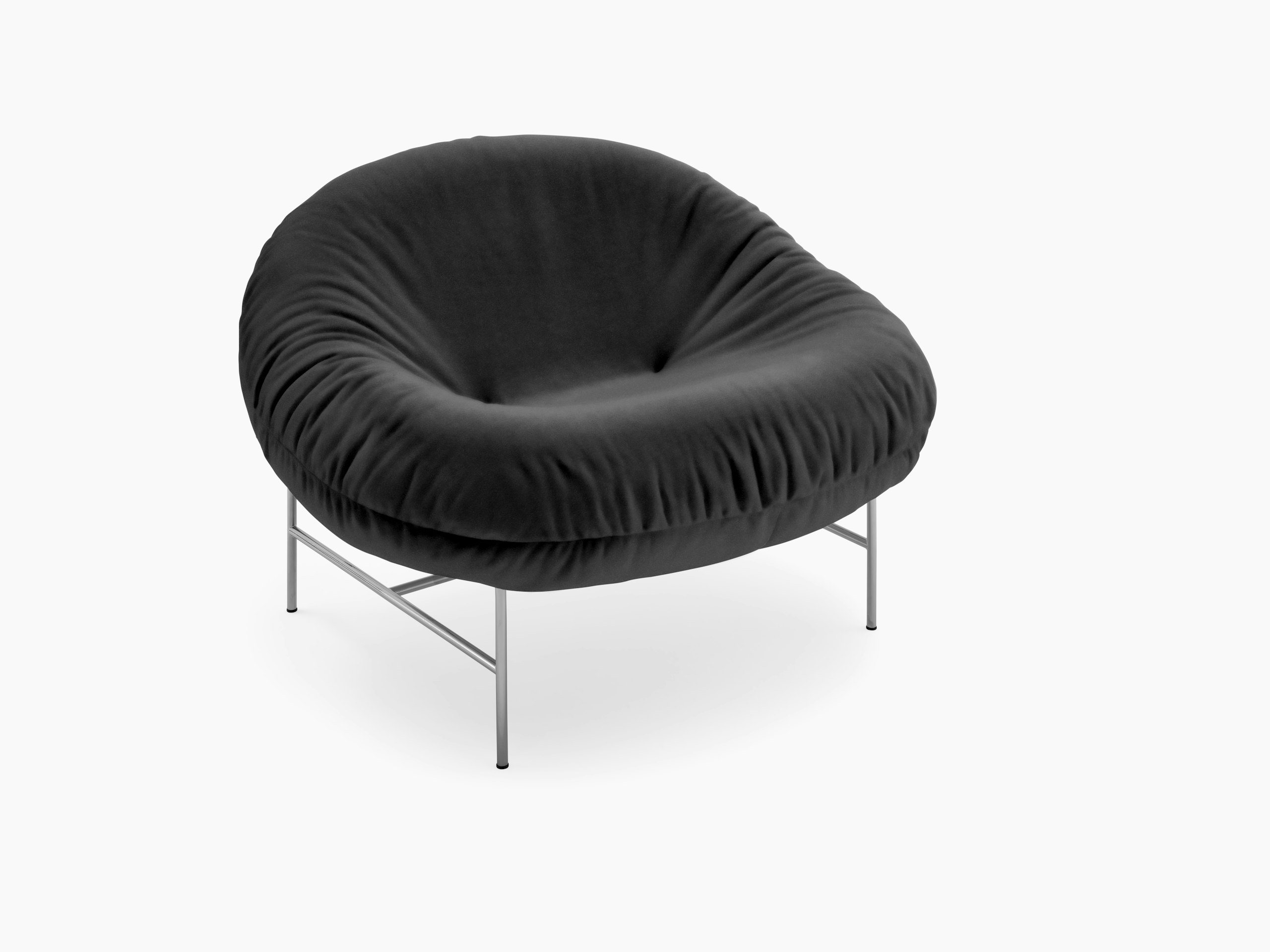 Bun Lounge Chair - Iseo, Dark Grey, Polished Chrome