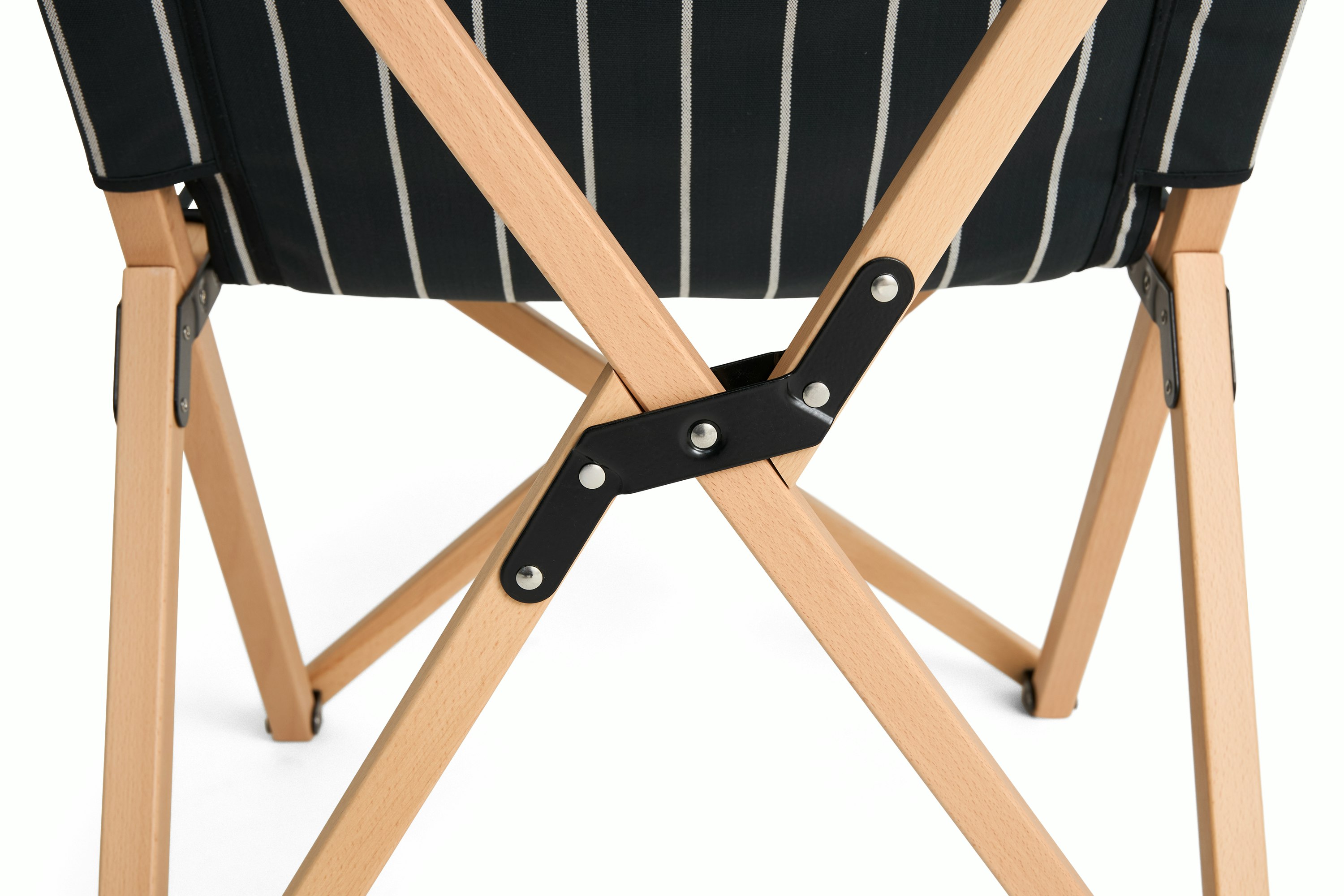 Outdoor Market Folding Chair - Black With Beige Stripe