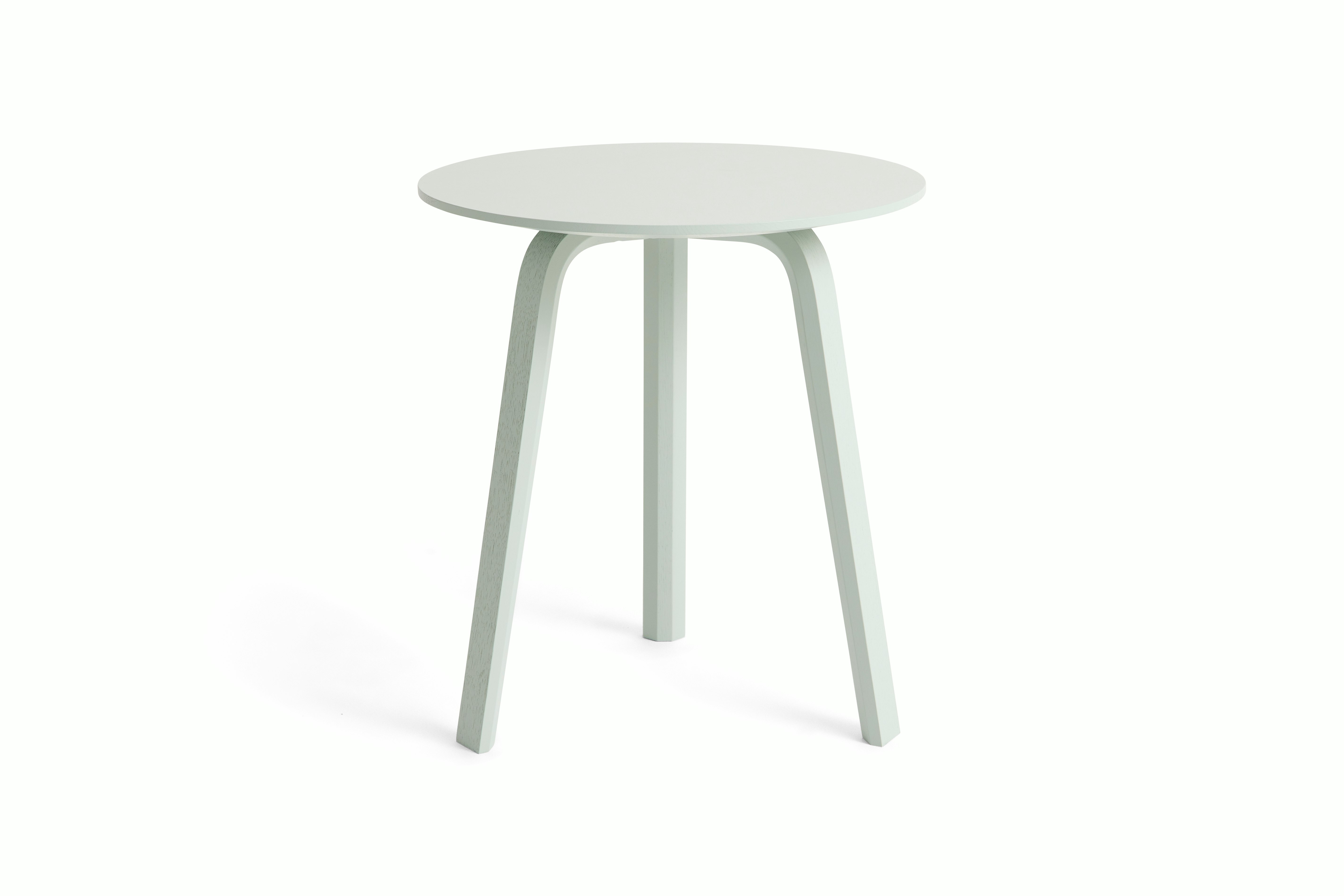 Side table in eucalyptus finish, front view