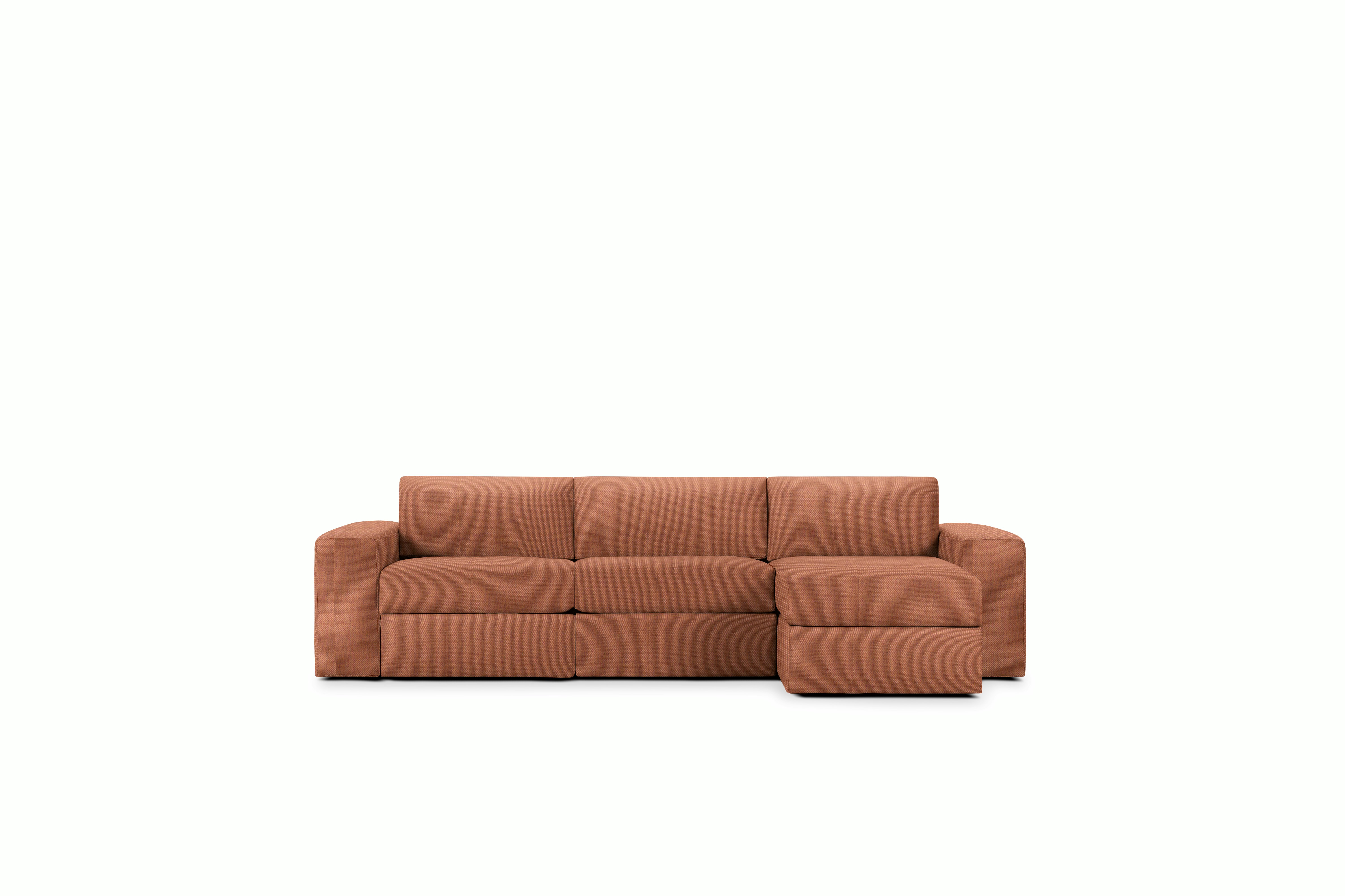 A Irvin Sectional Chaise in Caramelized Viewed from the front.