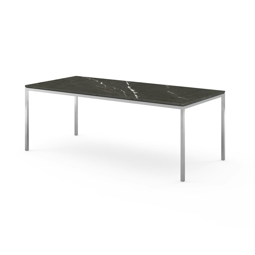 Florence Knoll Table - Rectangle, 78 x 35,  Satin Grigio Marquina, Polished Chrome