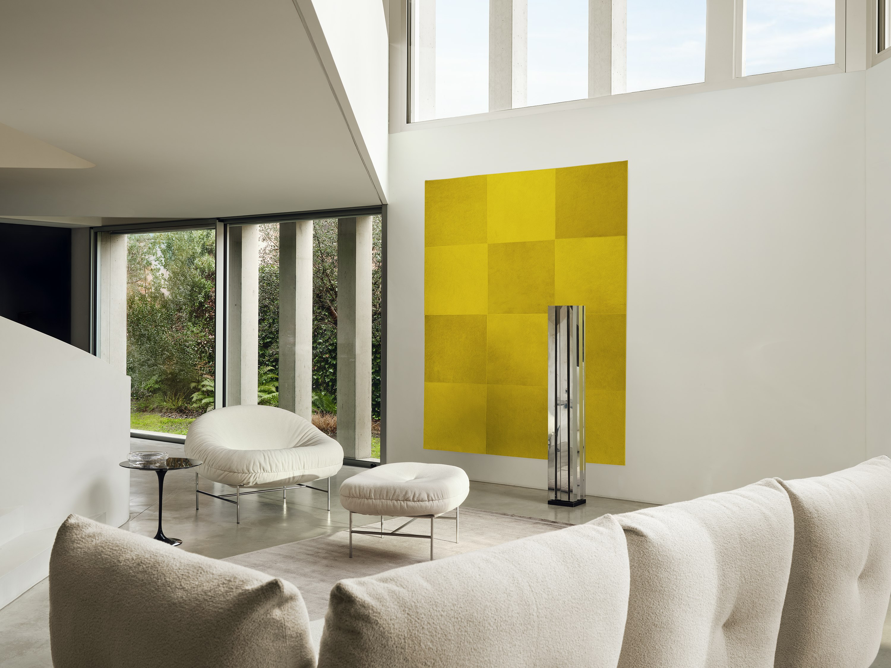 Bun Lounge Chair and Ottoman in Haven Ivory