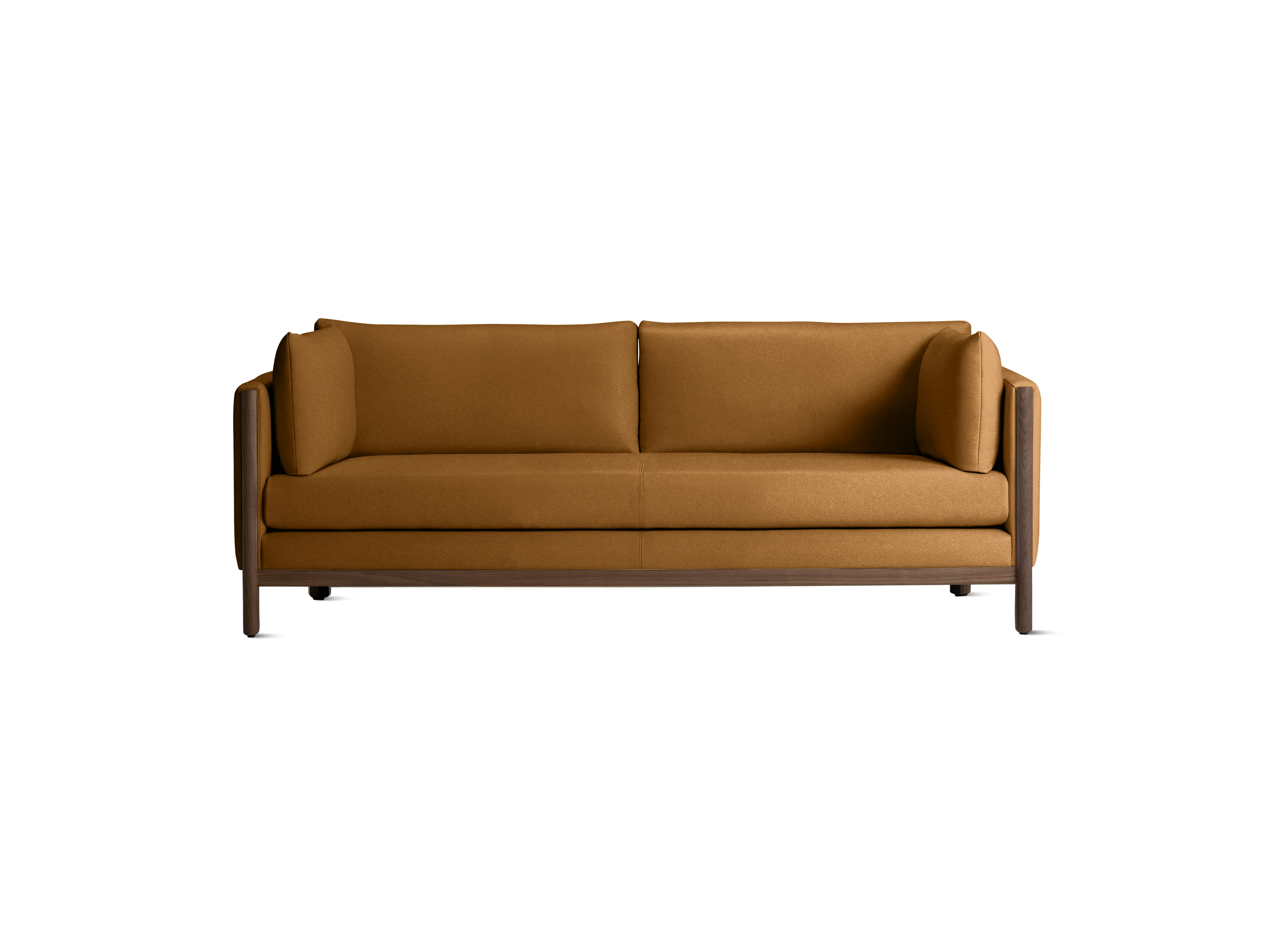 Emmy Sofa, 80 In, Crypton Sintra Velvet, Camel, Walnut