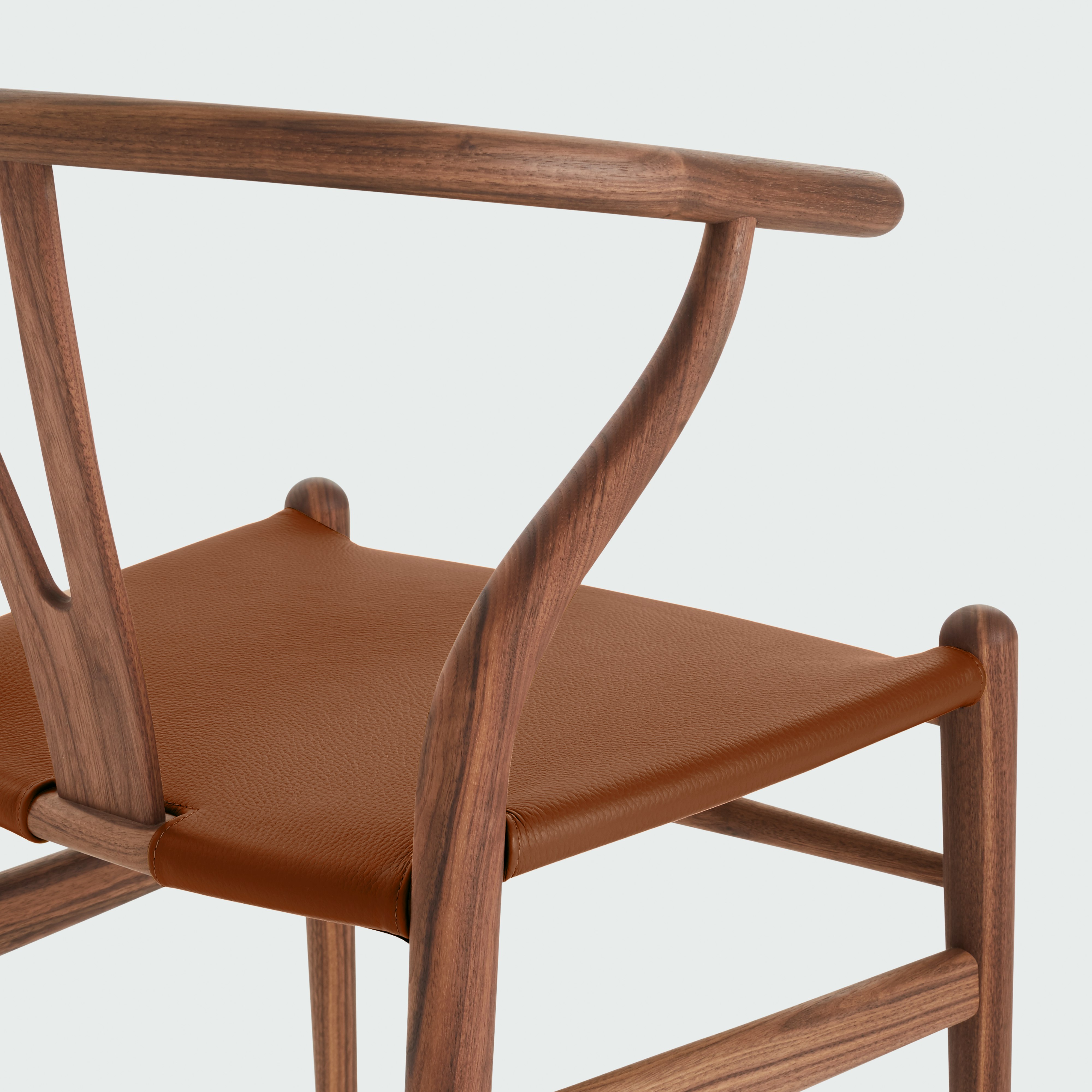 CH24 Wishbone Chair - Walnut, Dark Brown Leather
