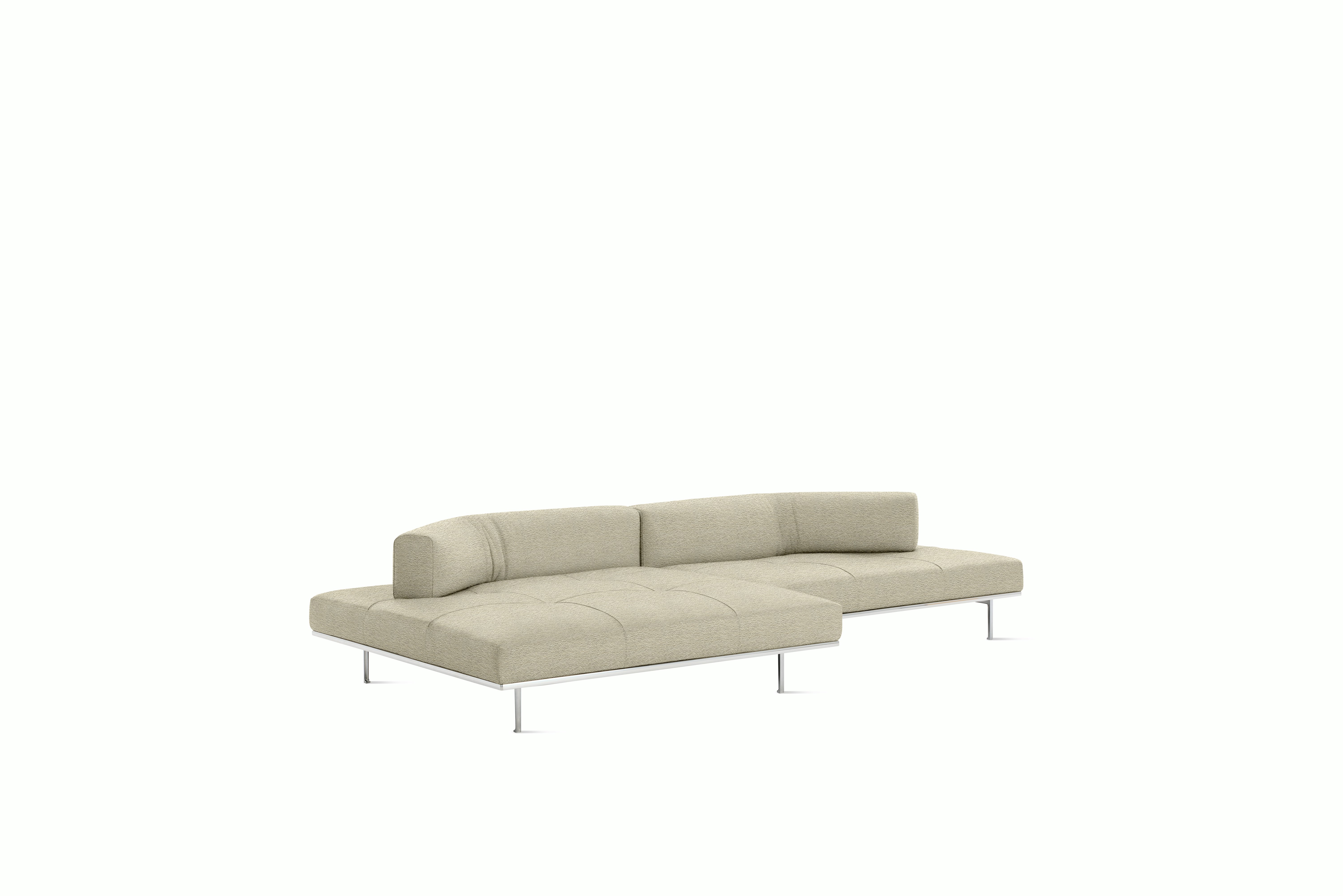 Matic Sectional- MH12 Config - Chaise Sectional,  Right,  Quilted,  Curly,  Ivory,  Chrome