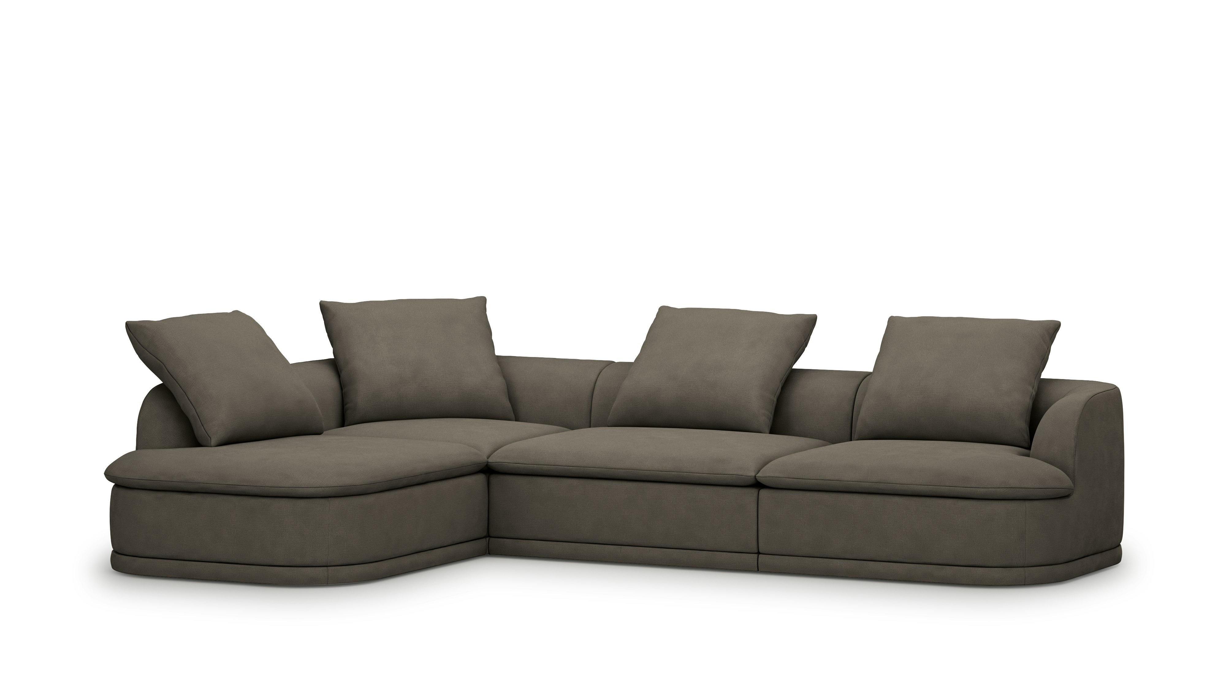 An Atlason Composed Modular Sofa L-Sectional - Left in Robusta  Java viewed from an angle.