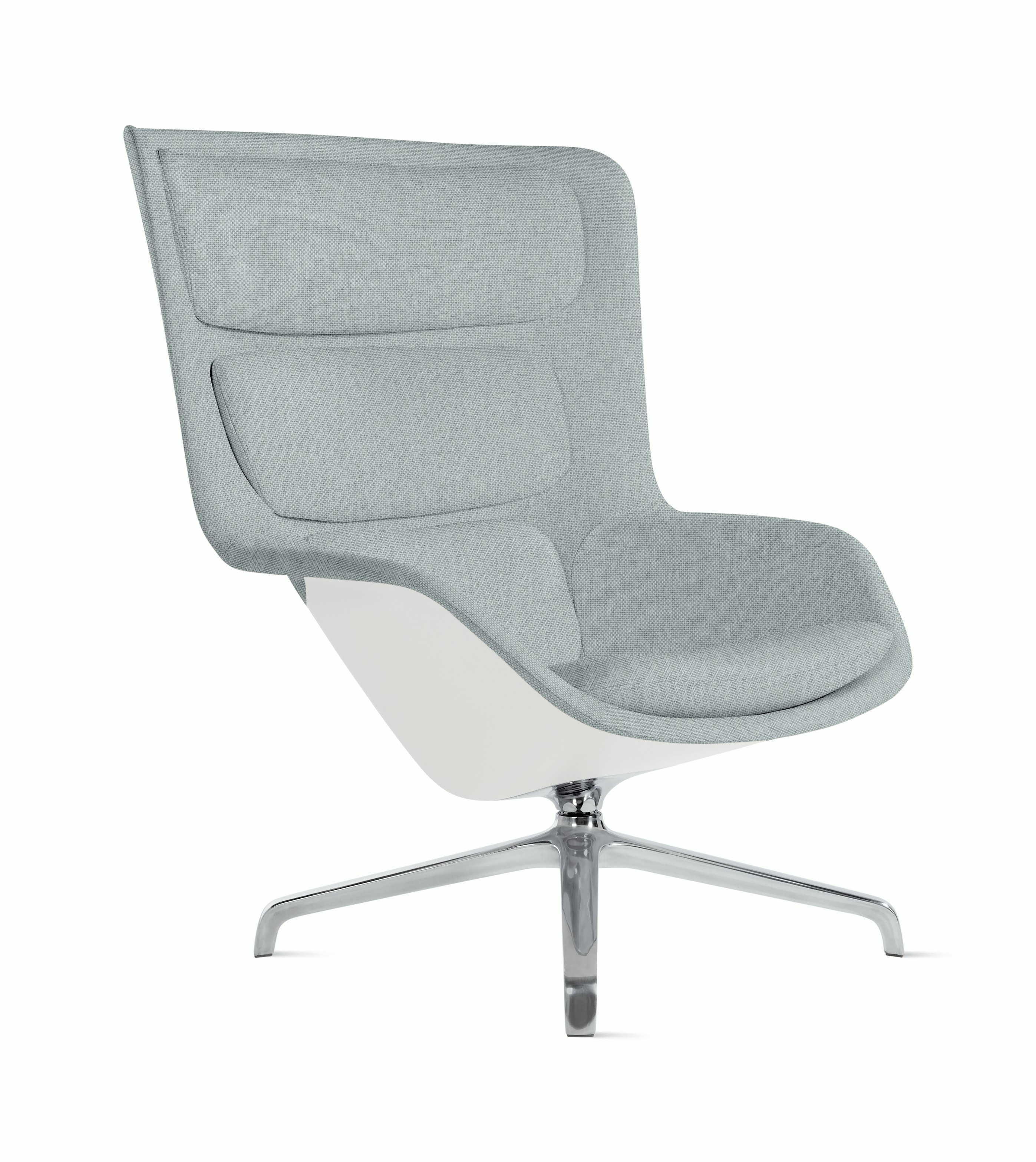 Striad Lounge Chair - High Back,  Mode,  Surf,  White,  4-Star Swivel,  Polished Aluminum