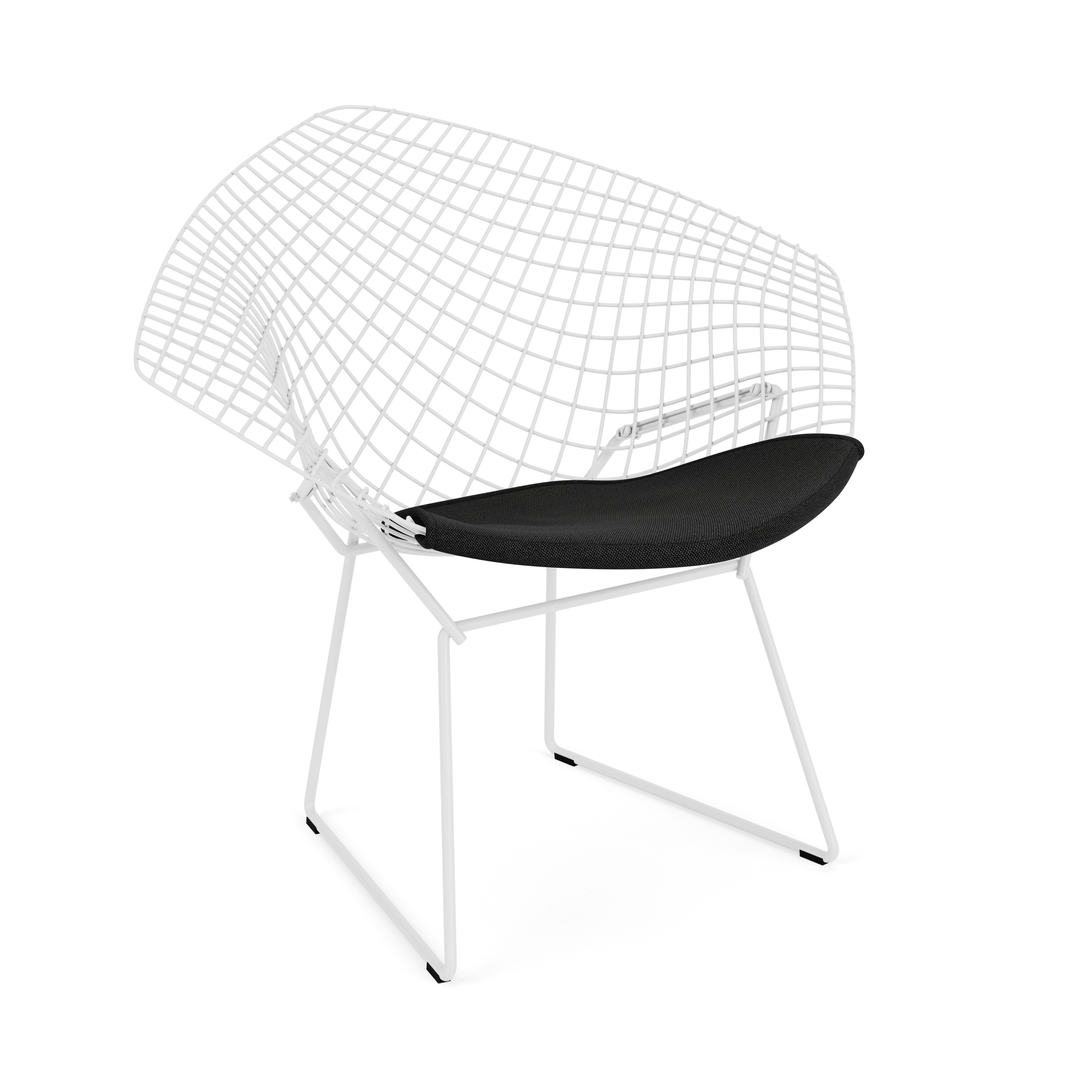 Bertoia Diamond Chair, White, Seat Pad, Hourglass, Caviar