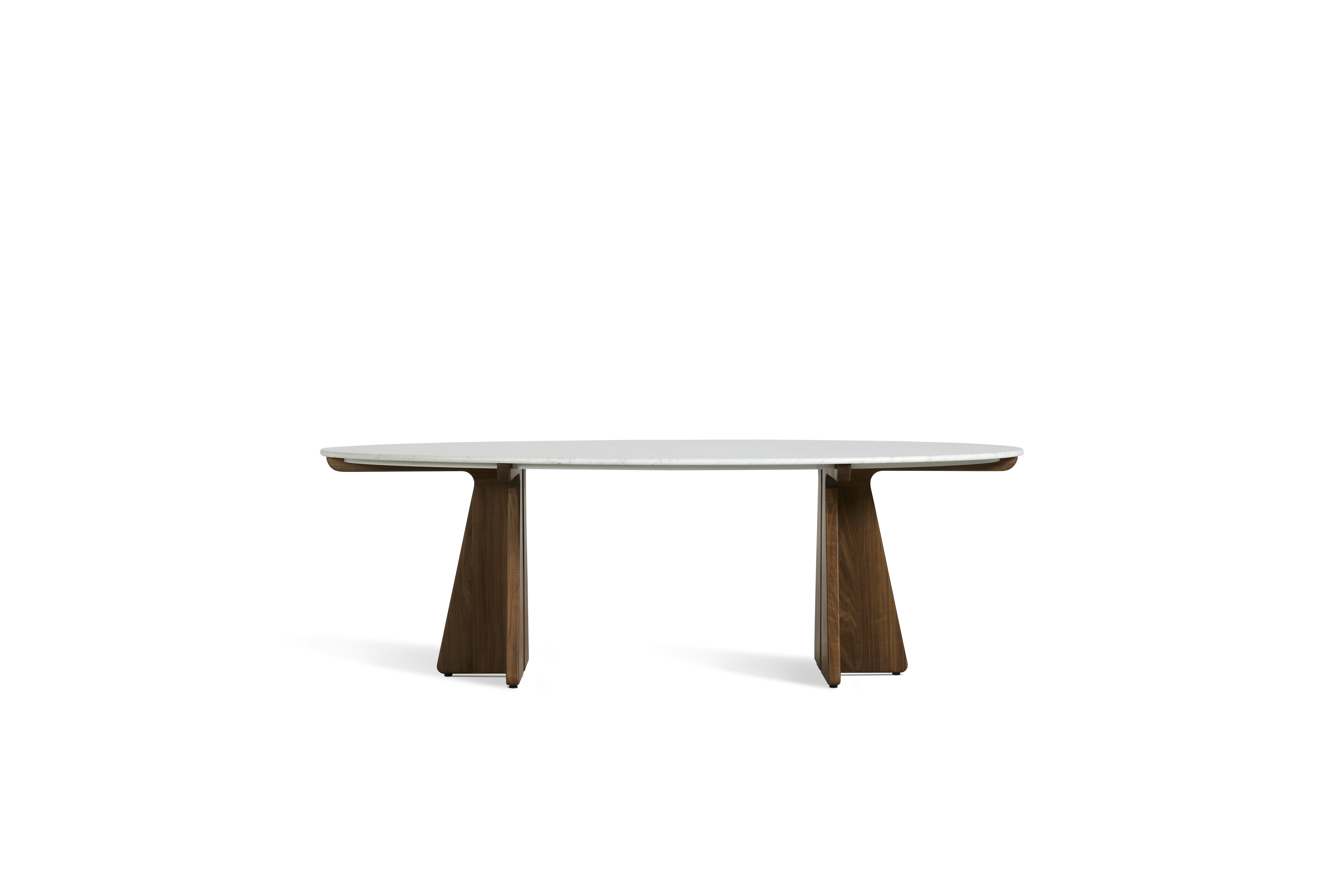 Pinna Dining Table - Oval, 90 Inch, Carrara, Walnut