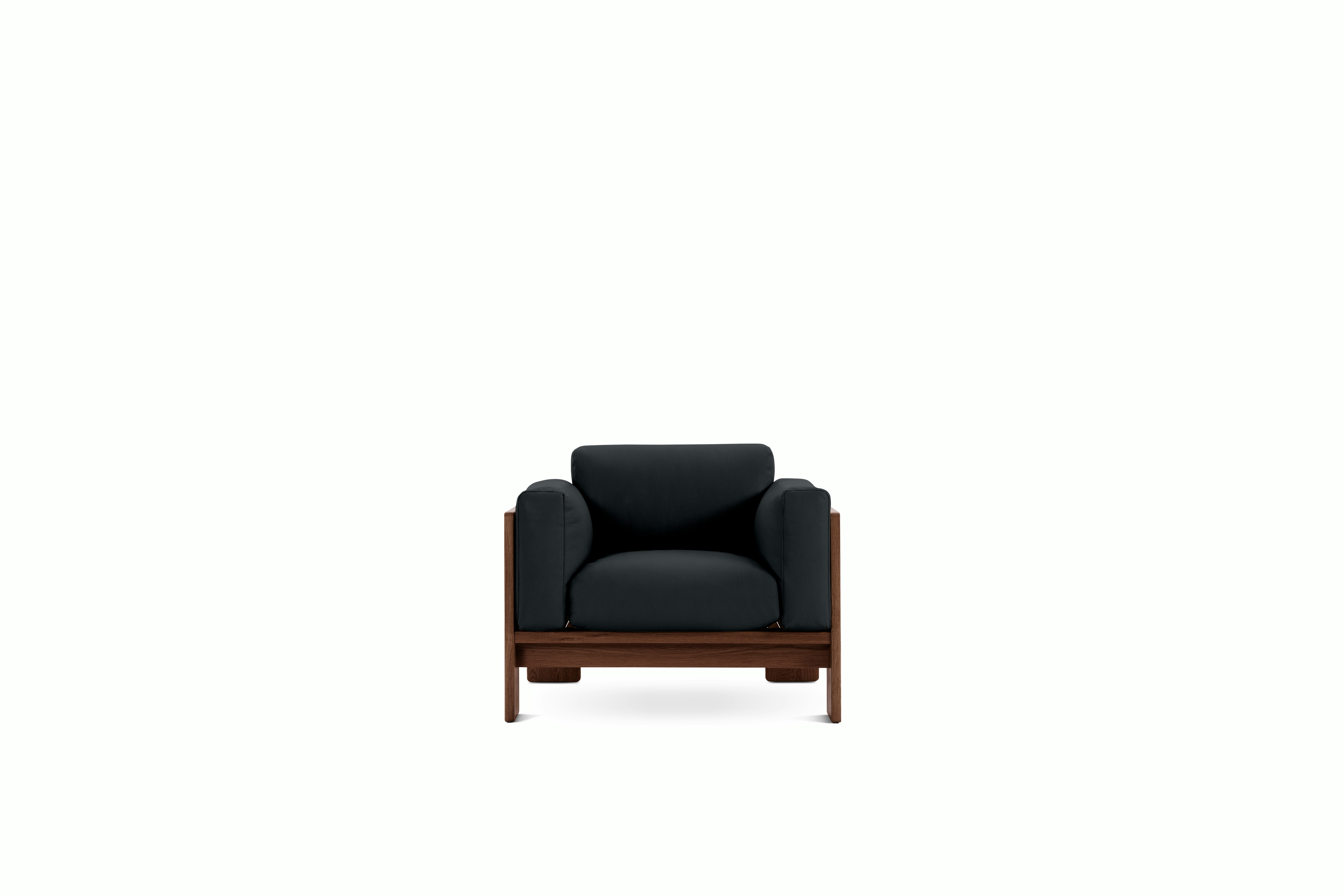 Bastiano Petite Lounge Chair - Volo Leather,  Black,  Walnut