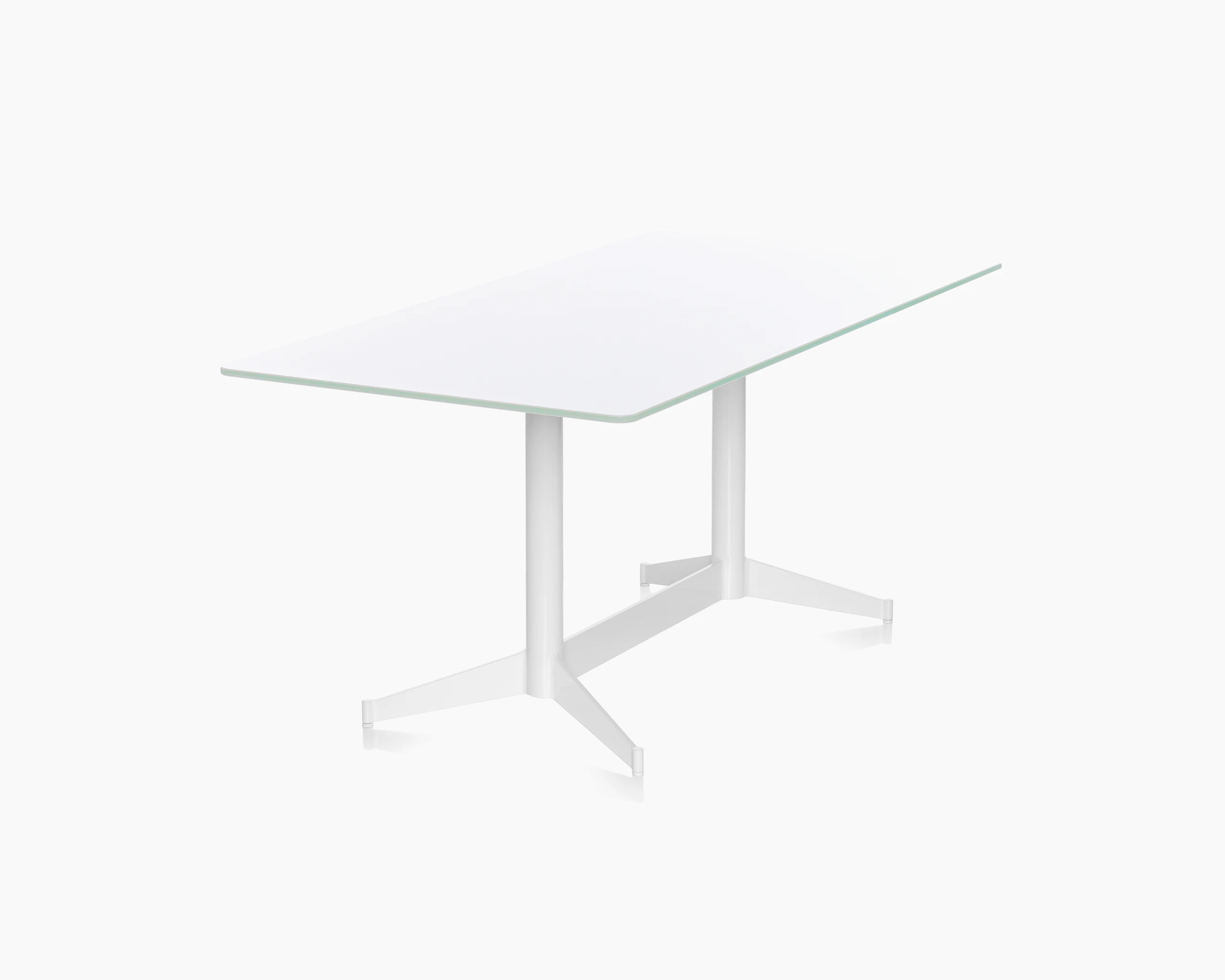 Partial angled view of a rectangular MP Table, showing how the tabletop appears to float.