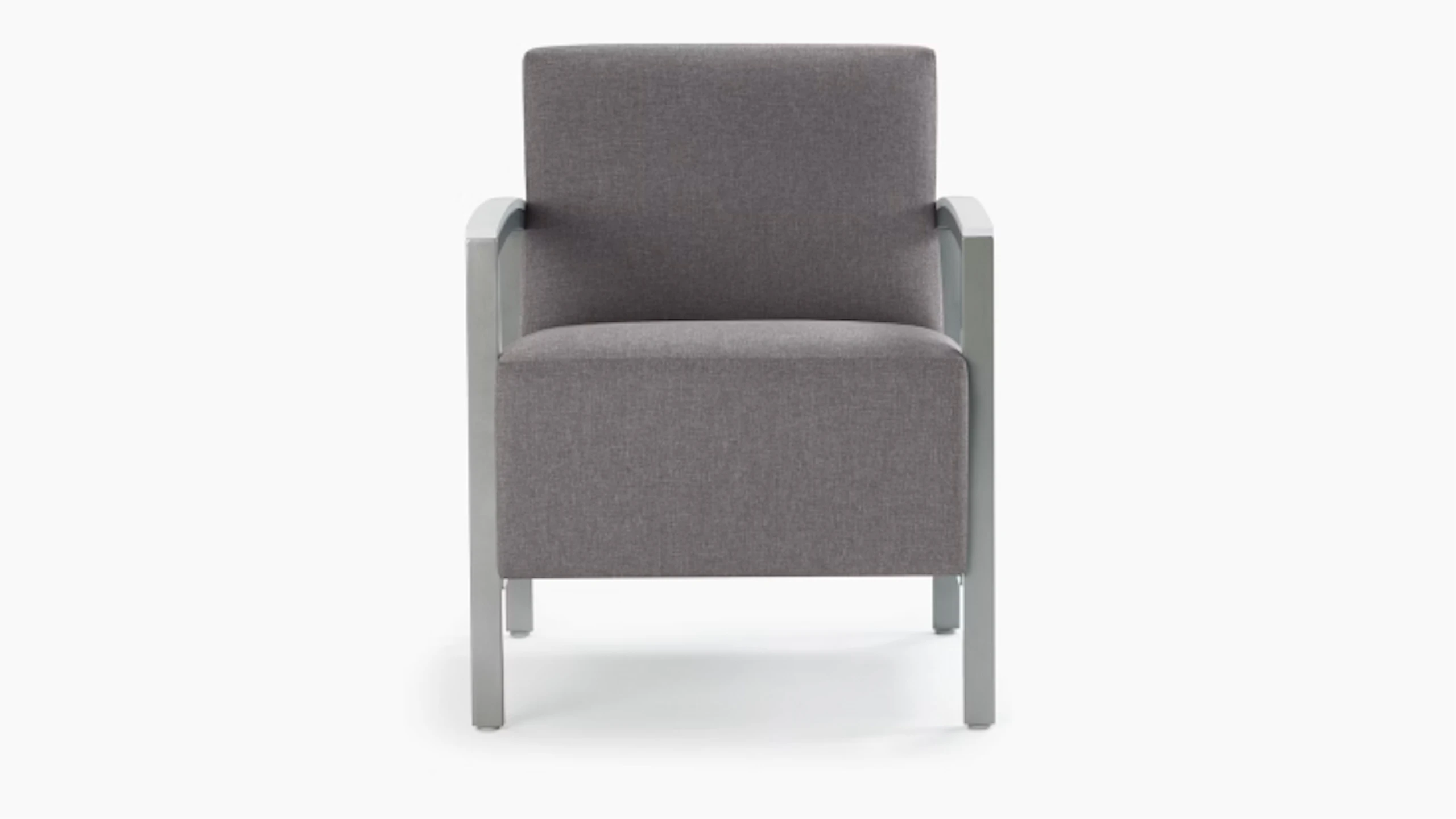 Front view of Brava Modern Lounge Chair with wood arm caps.