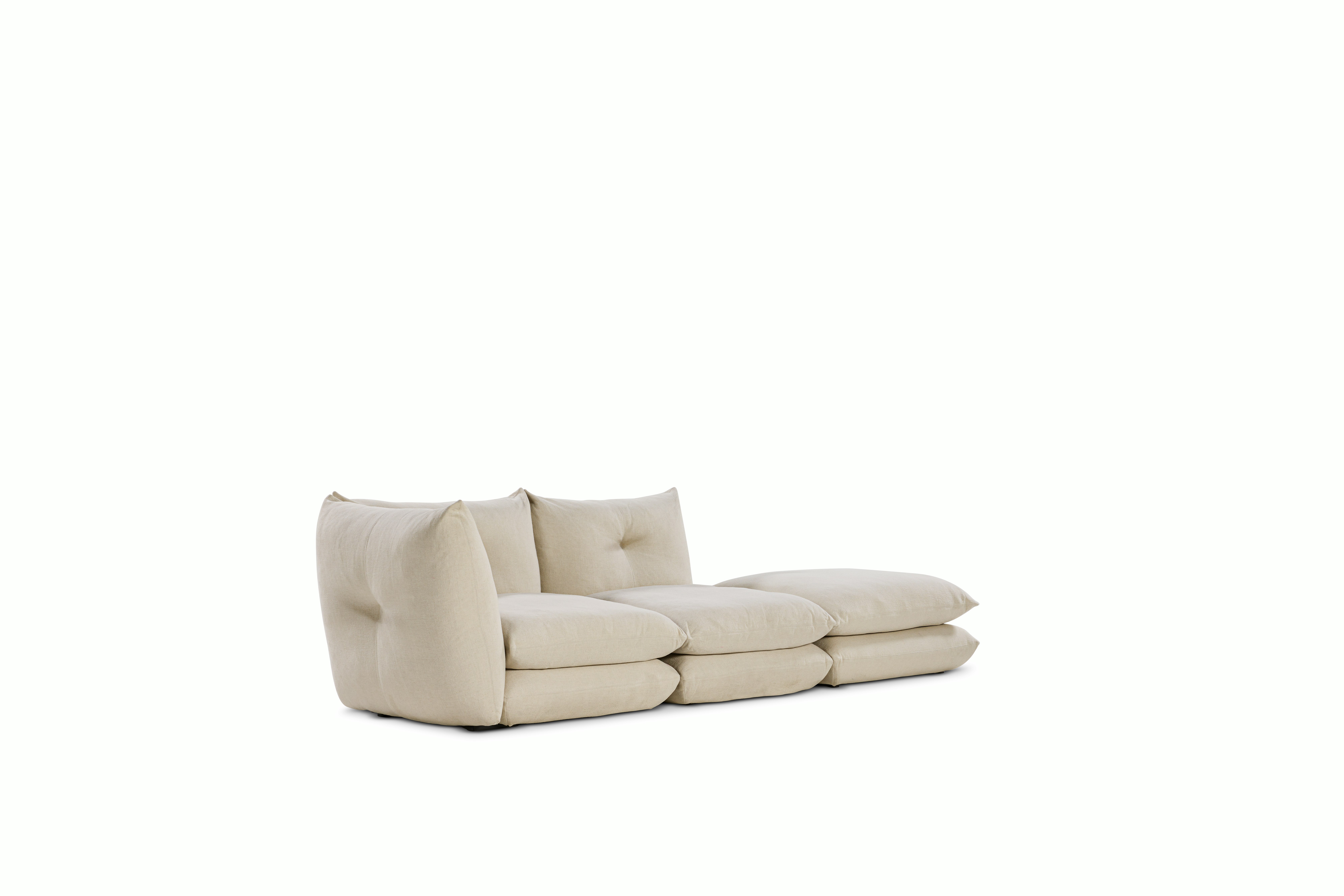 Pillo Sectional -  Left Two Seater with Ottoman Standard or Deep  Haven Ivory
