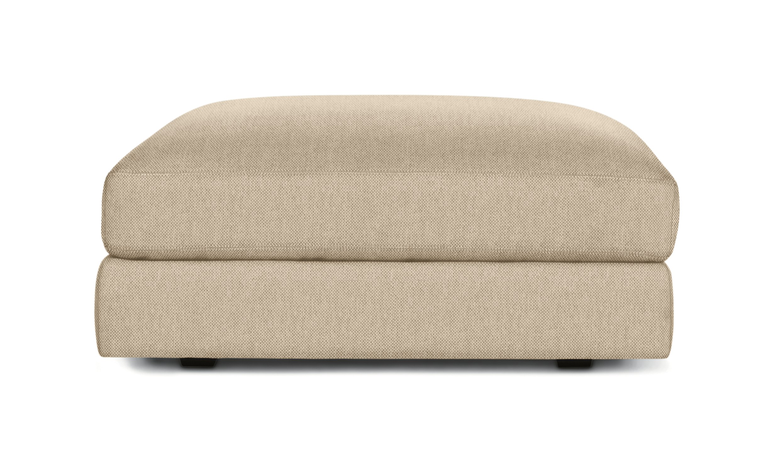 A Reid Cocktail Ottoman in Basket viewed from the front.