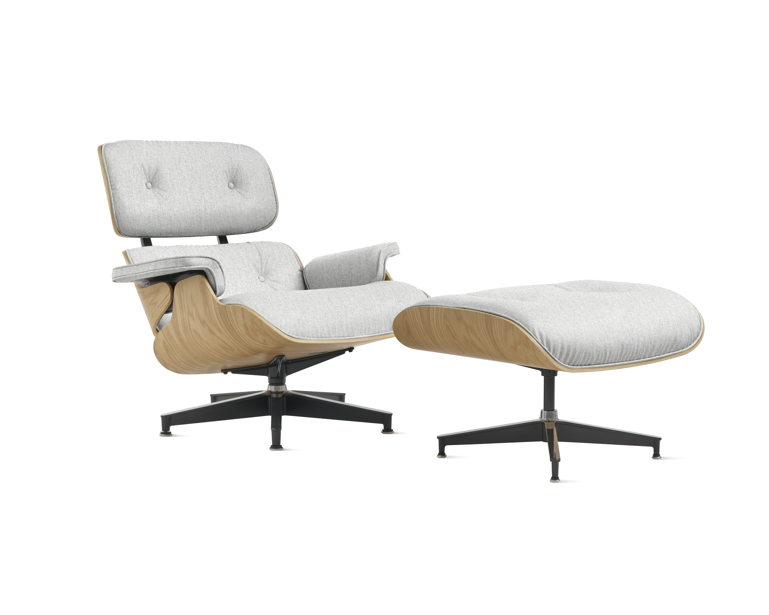 Eames Lounge Chair and Ottoman - Standard or Tall, White Oak, Luce, Relic