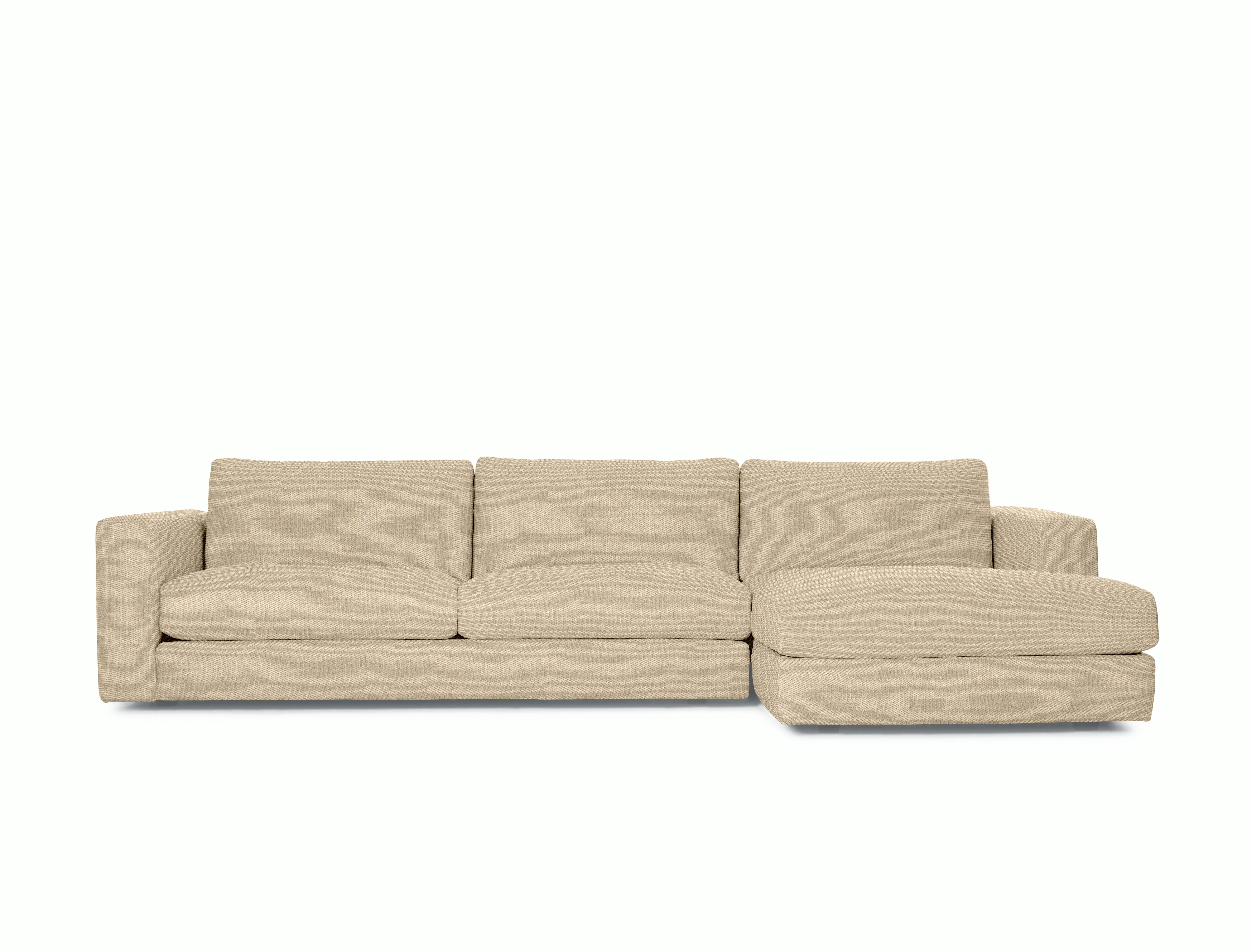 Reid Sectional Chaise,  Right,  Album Linen,  Straw with block leg