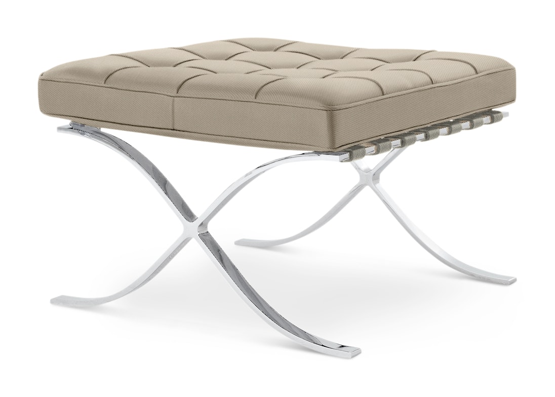 Barcelona Stool in Fancy Twill,  Putty,  Polished Chrome