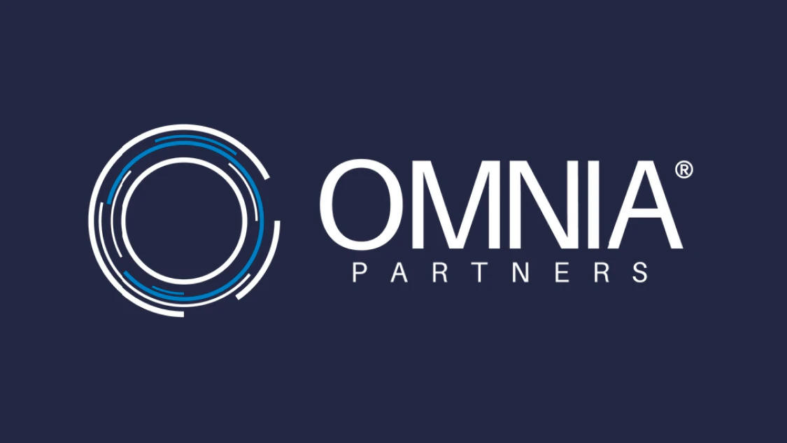 Blue and whtie OMNIA Partners logo.