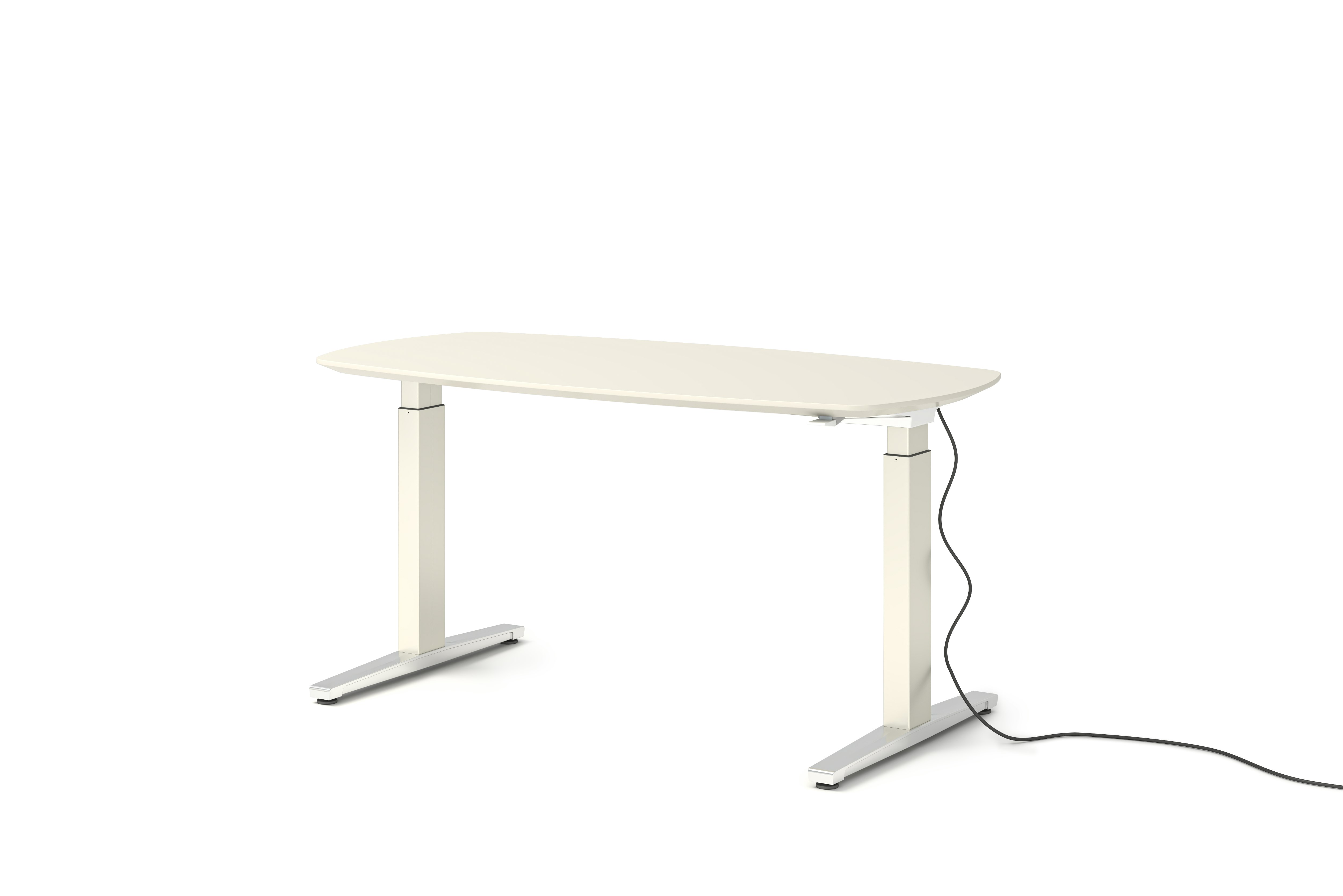 Renew Executive S2S Desk 29 x 58, Laminate White, White / Polished Aluminum, Simple Cover, Standard Power