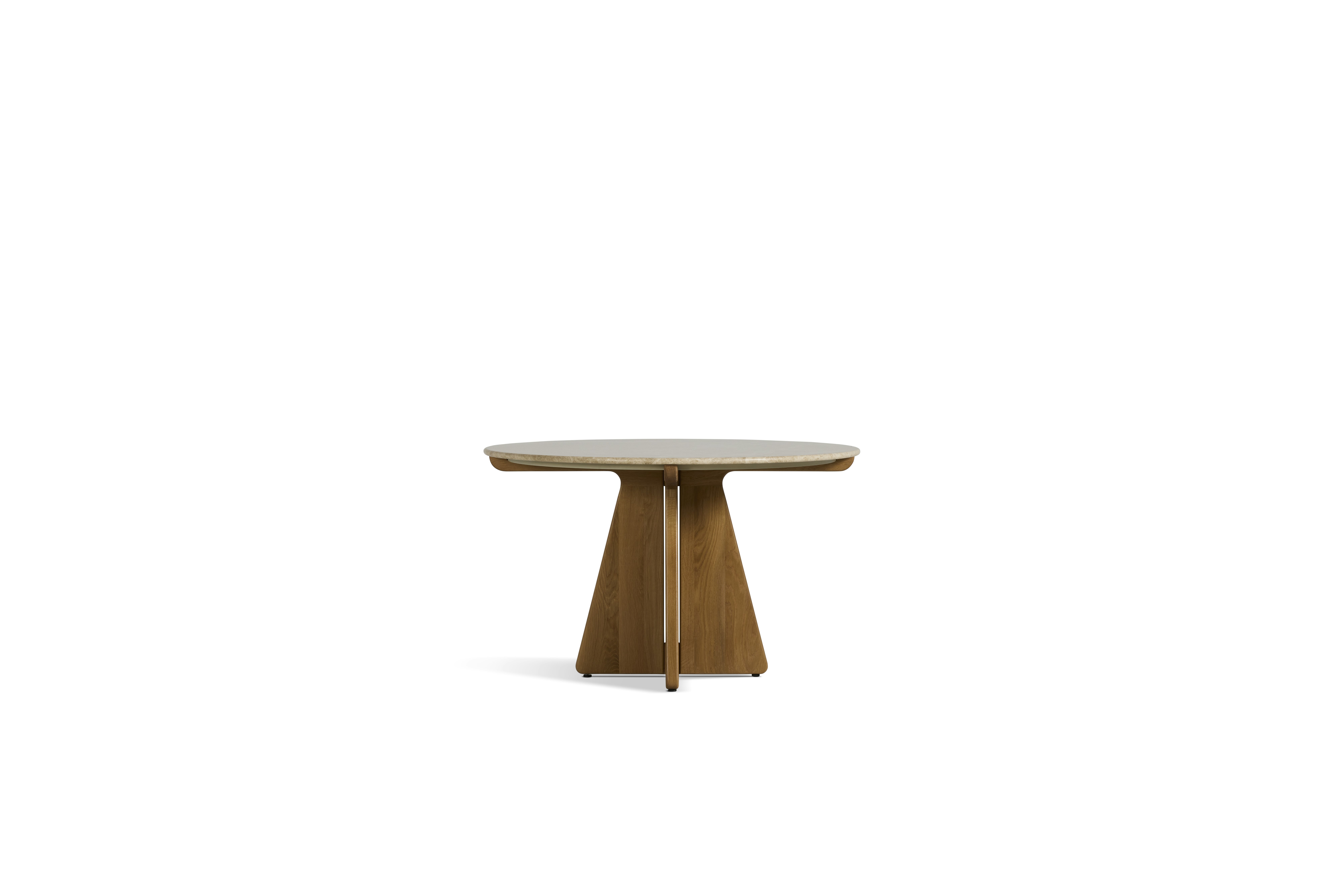 Pinna Dining Table - Round, 48 Inch, Emperador Light, White Oak