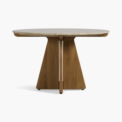 Pinna Dining Table - Round, 48 Inch, Emperador Light, White Oak Pinna Dining Table - Round, 48 Inch, Emperador Light, White Oak