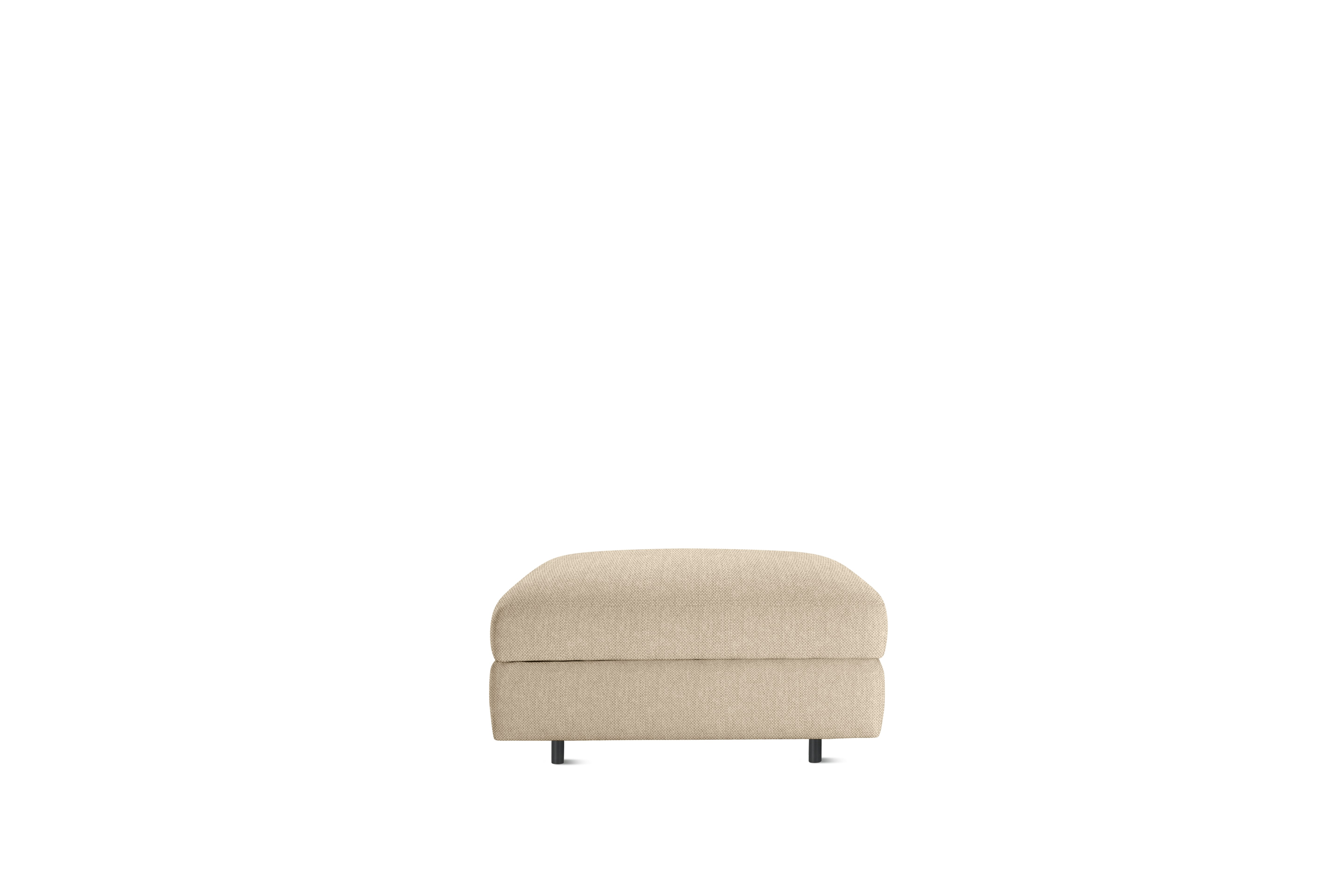 A Reid Ottoman in black viewed from the front.