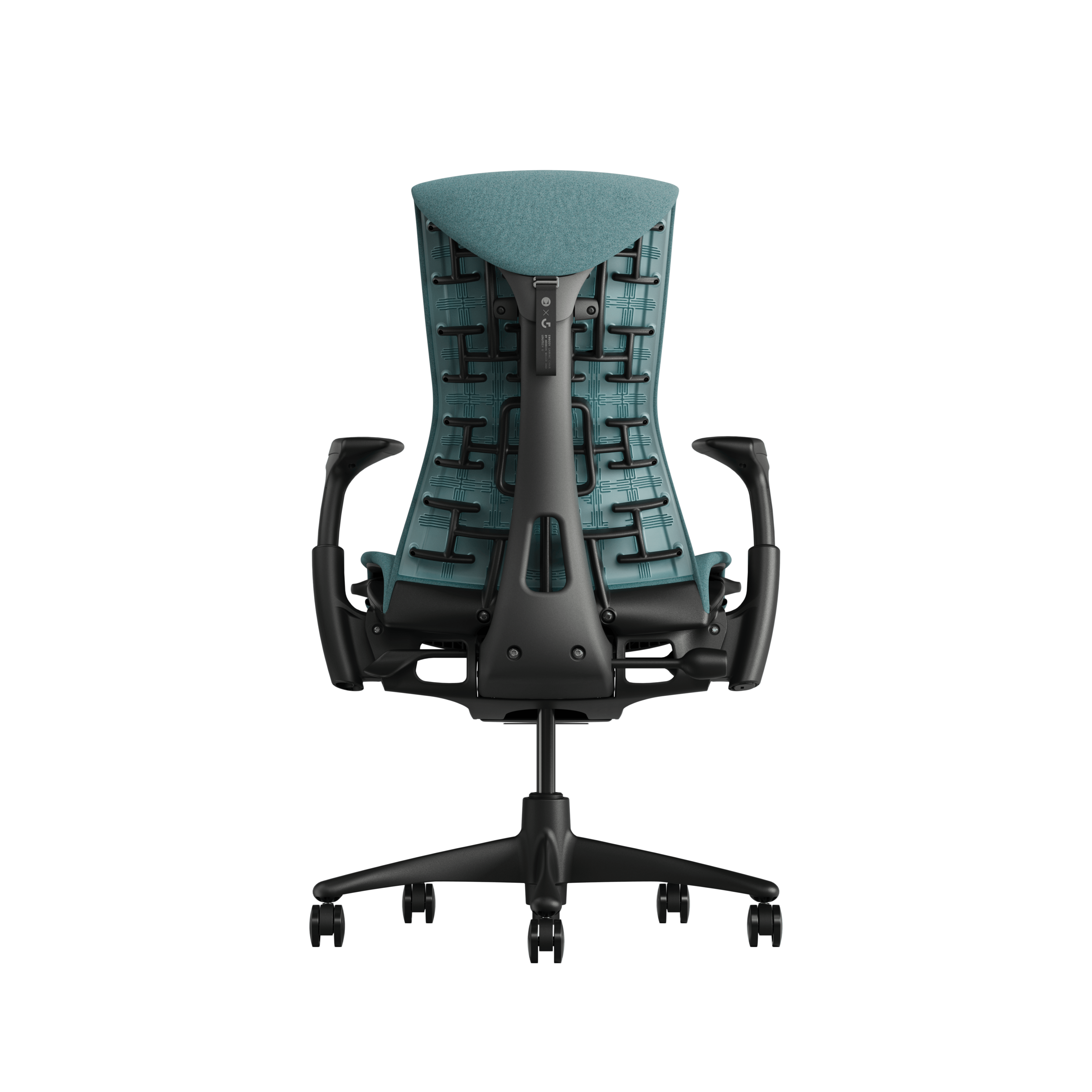 Embody Gaming Chair in Graphite, Galaxy  and White viewed from the back