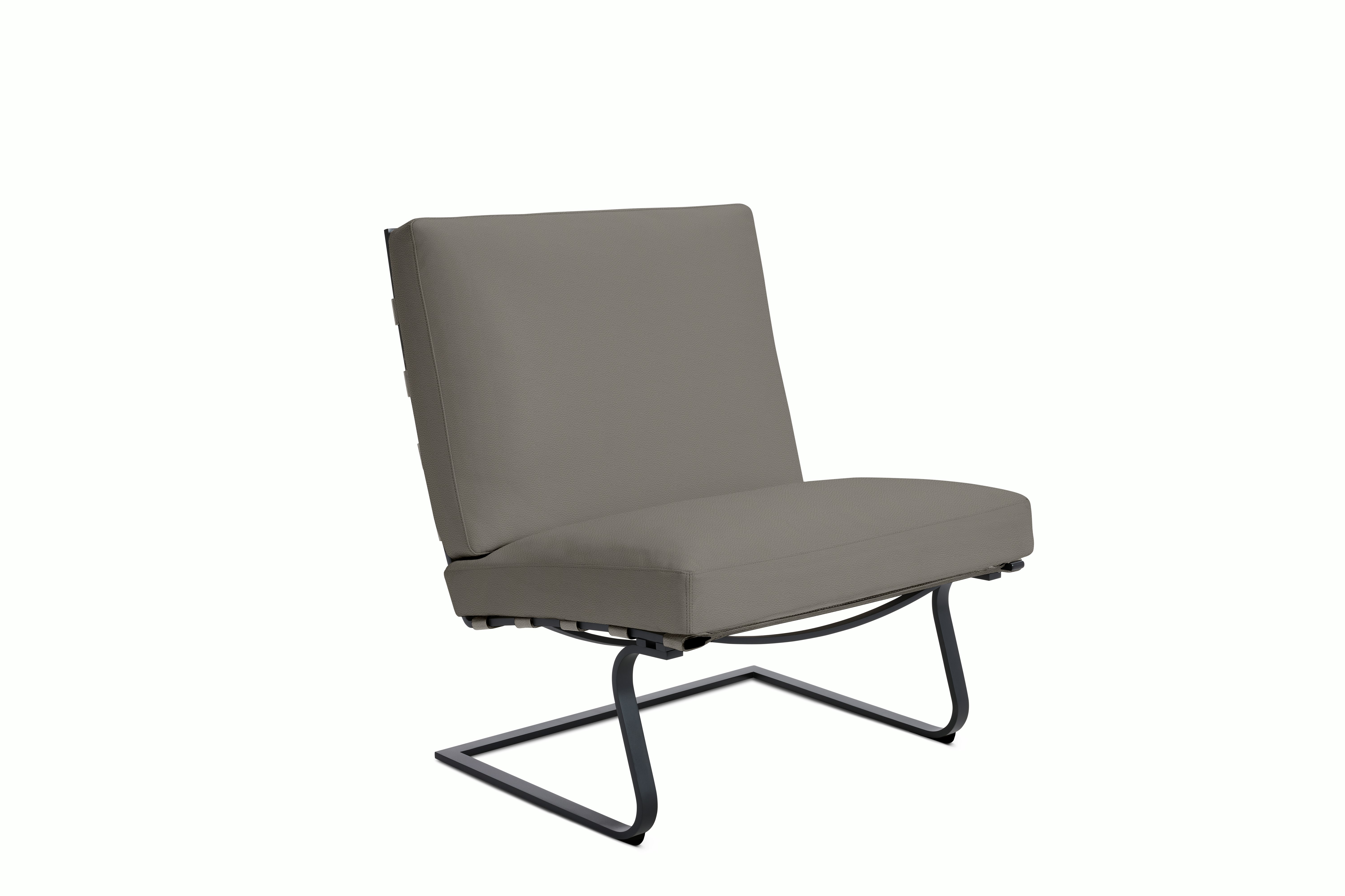 Tugendhat Chair in Acqua Leather,  Aquitania with belting in Acqua Leather,  Aquitania and black frame